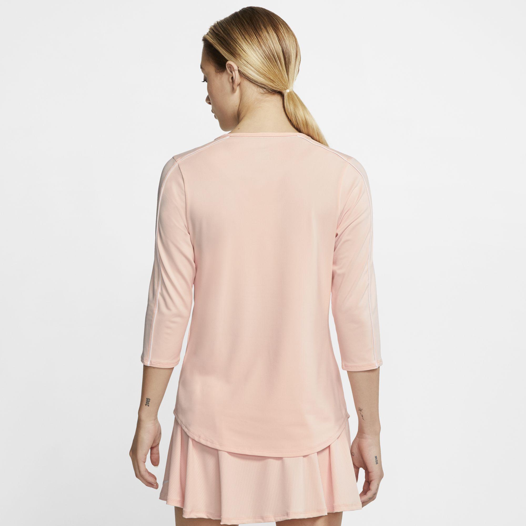 Nike Womens Court 3/4 Sleeve Tennis Top Washed Coral