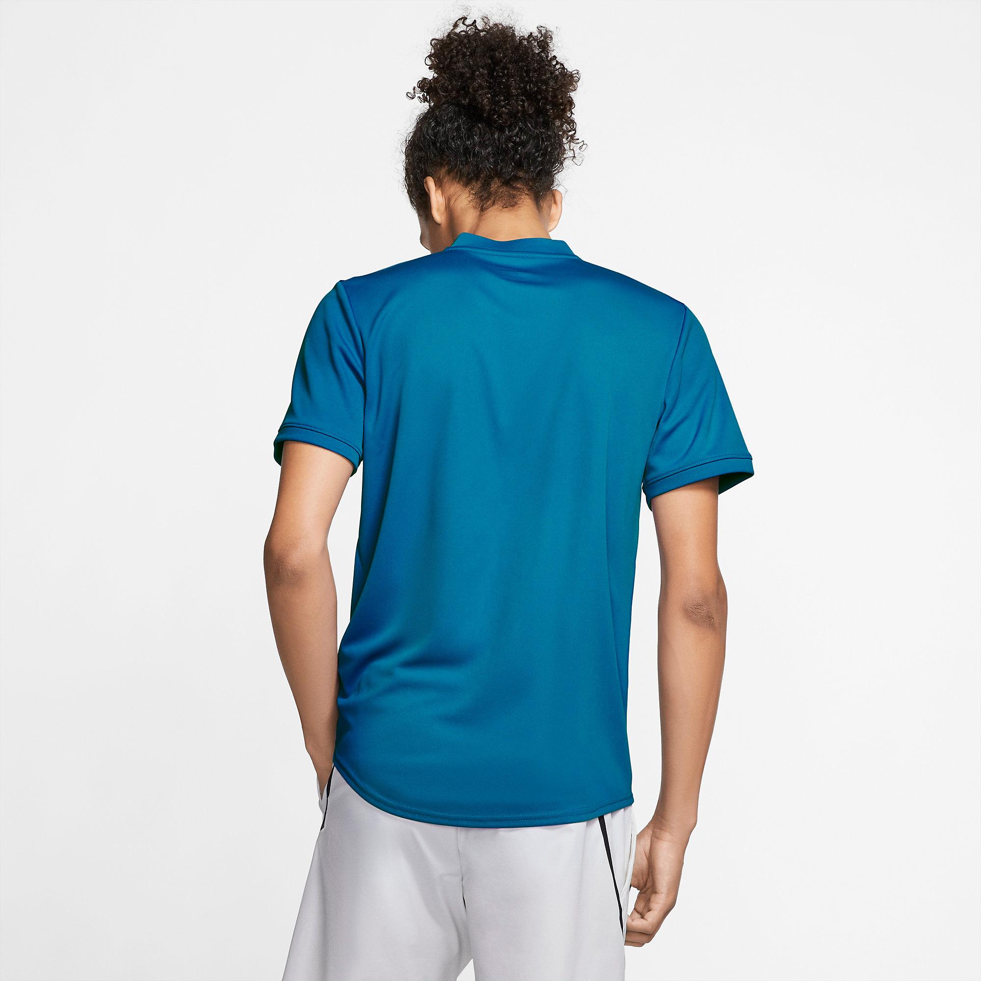 Nike Mens Dri-FIT Blade Polo - Neon Turquoise/White - Tennisnuts.com