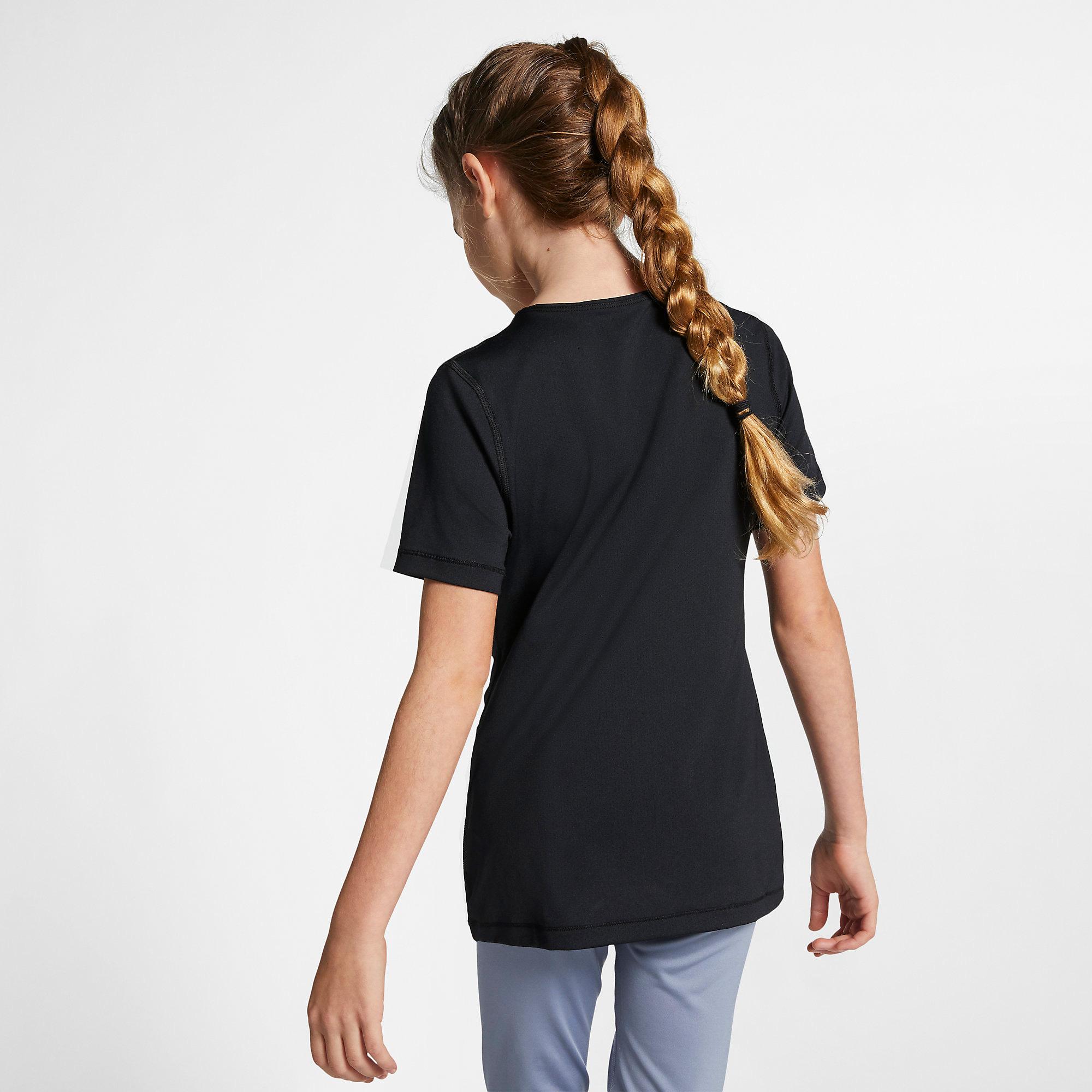 Nike Pro Girls Short Sleeved Top - Black - Tennisnuts.com