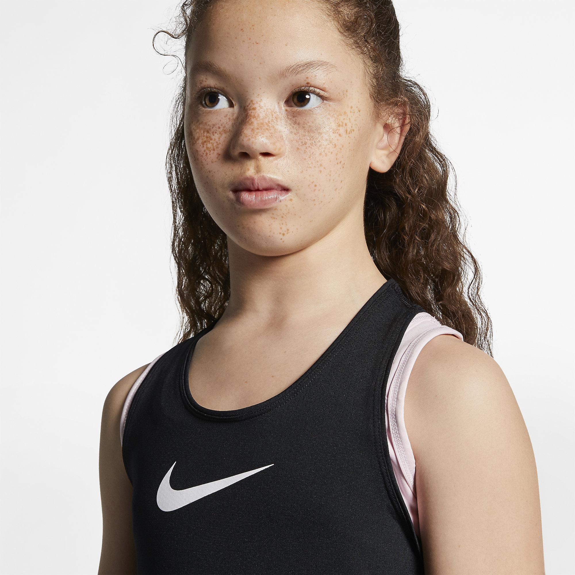 Nike Pro Girls Tank - Black/White - Tennisnuts.com