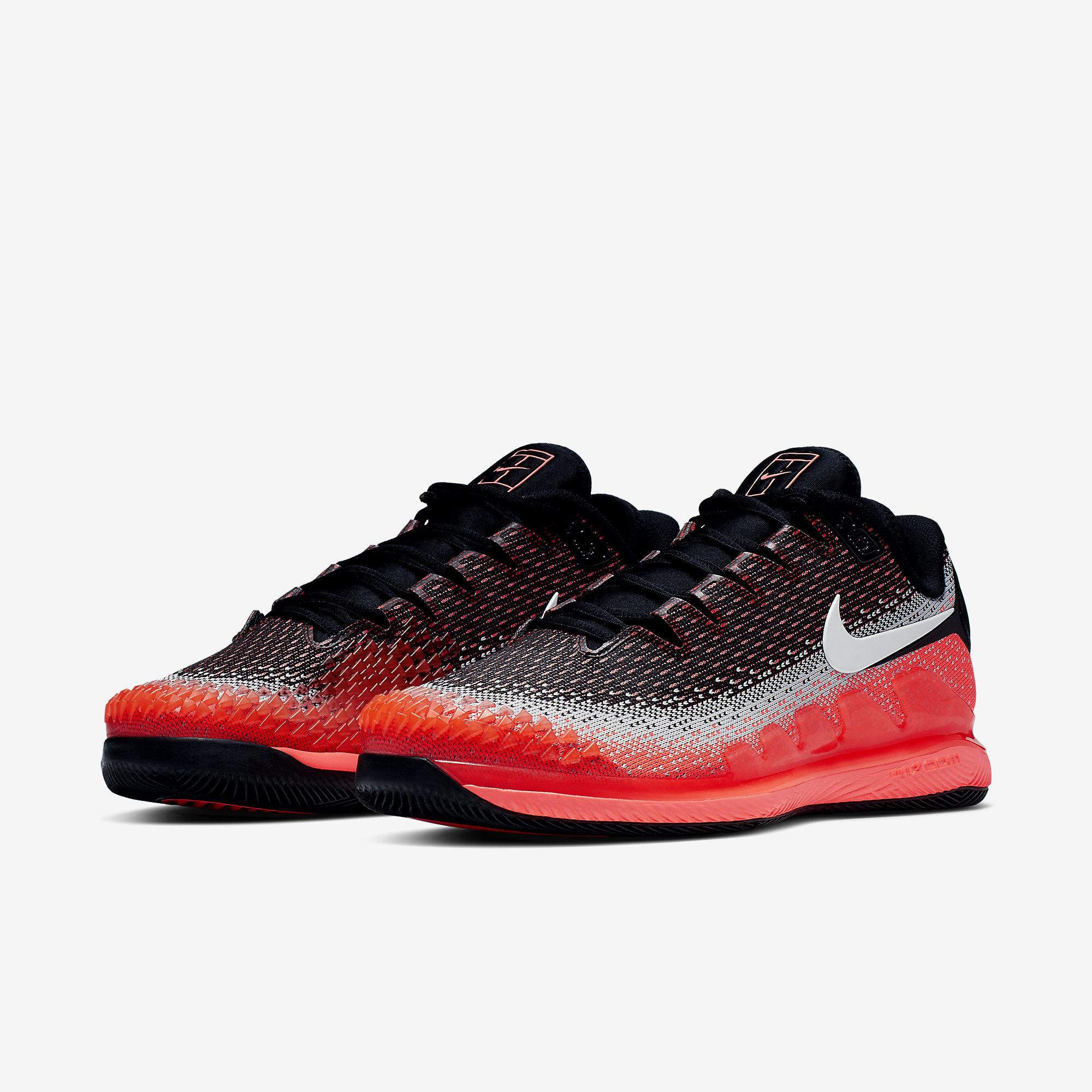 Nike Mens Air Zoom Vapor X Knit Tennis Shoes Black/Grey/Hot Lava