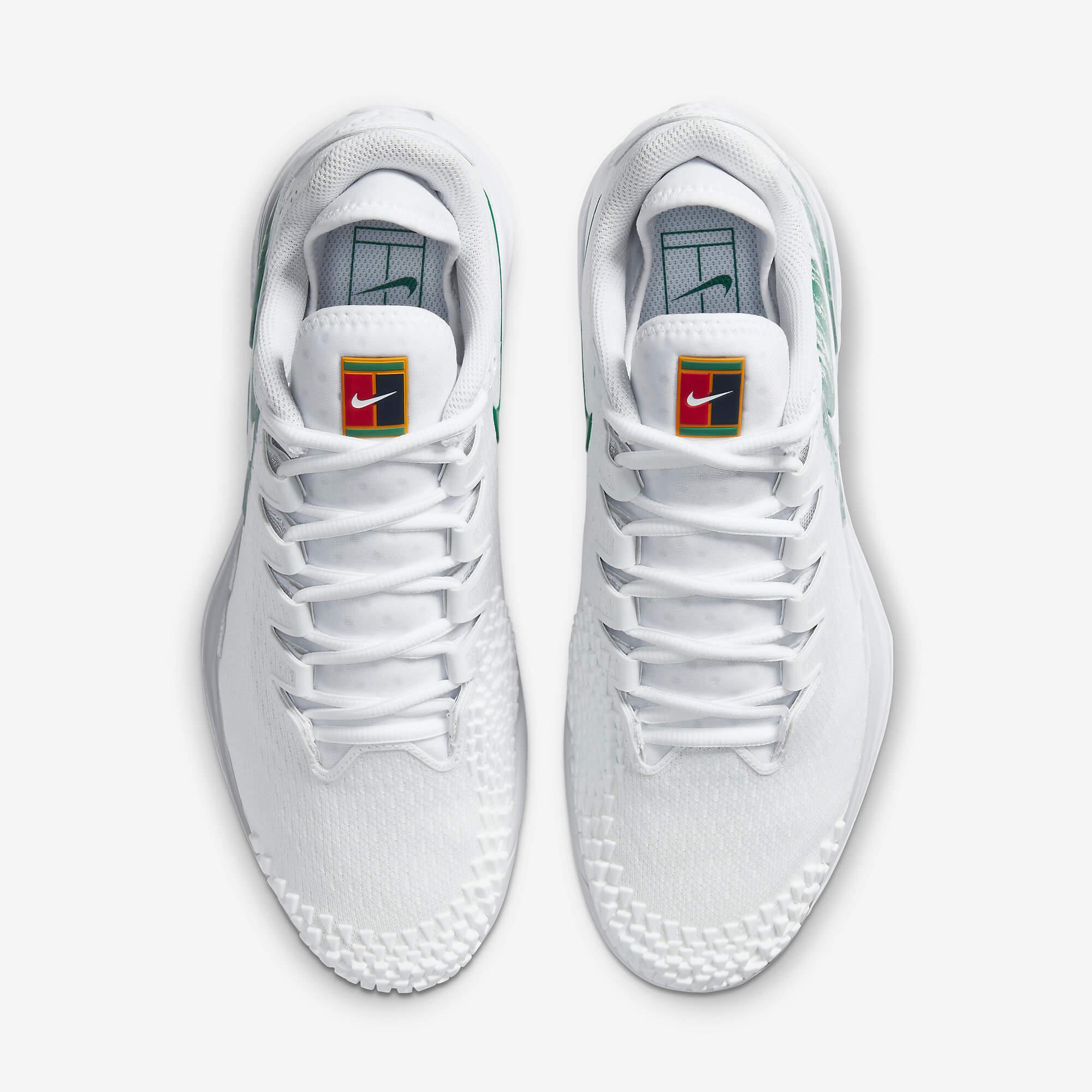 Nike Mens Air Zoom Vapor X Knit Tennis Shoes - White/Green - Tennisnuts.com