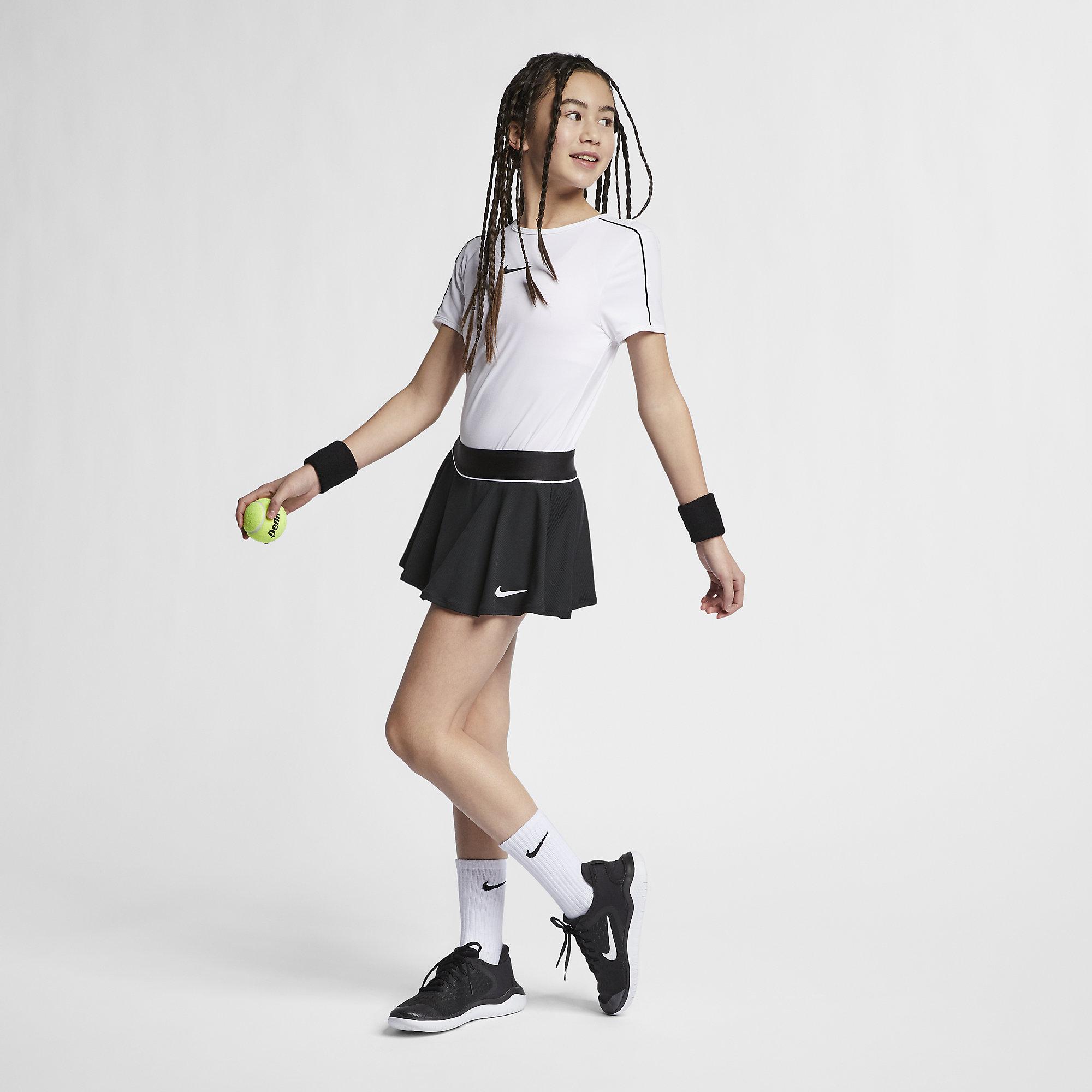 Nike Girls Dri-FIT Tennis Skort - Black/White - Tennisnuts.com