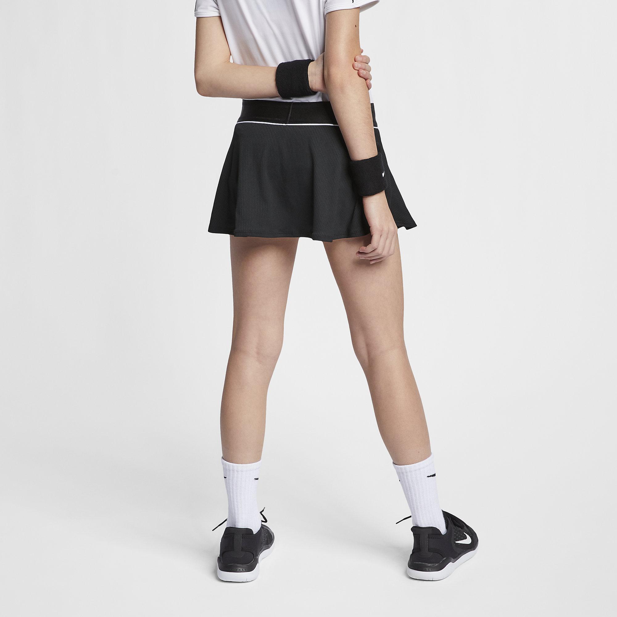 Nike Girls Dri-FIT Tennis Skort - Black/White - Tennisnuts.com