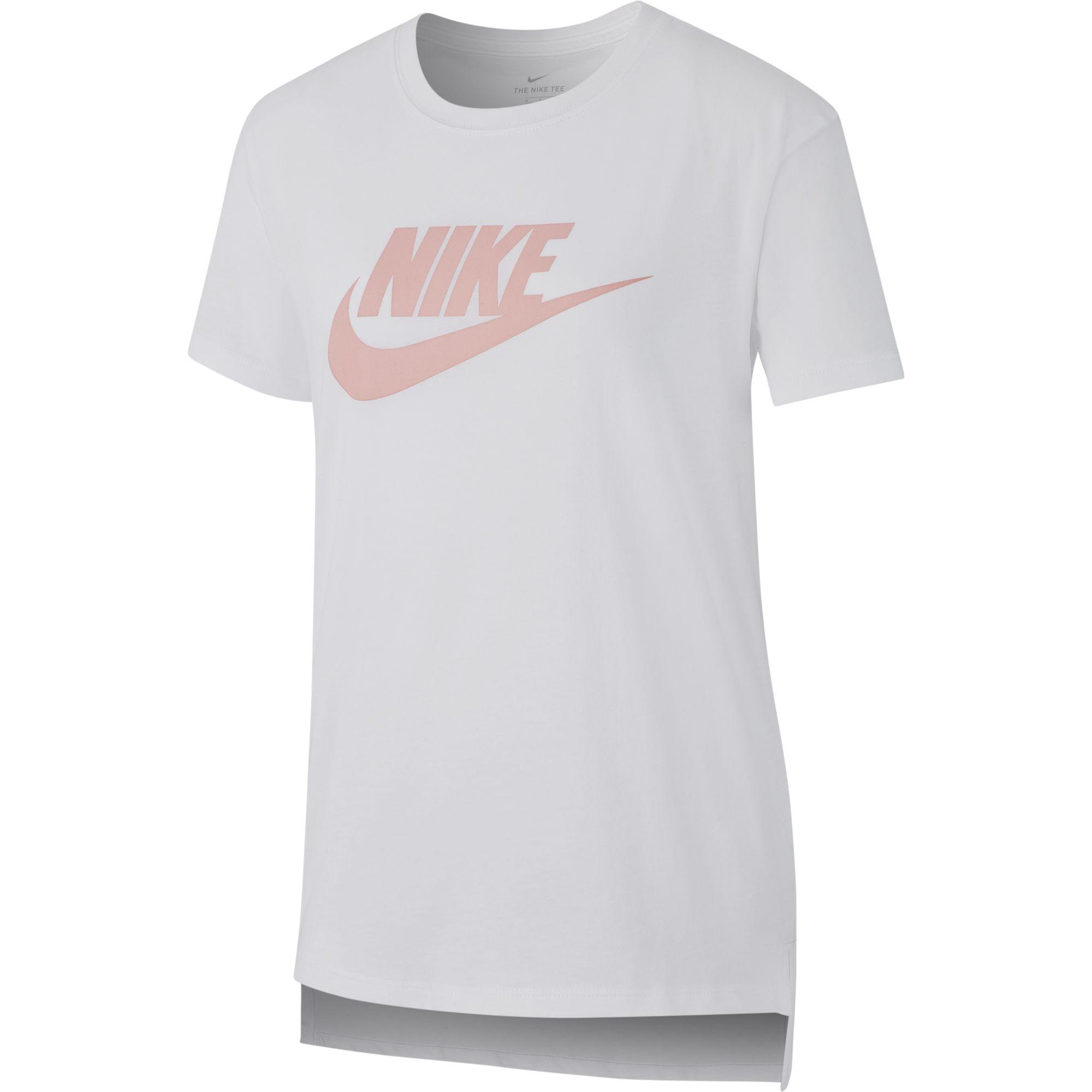 Nike Girls Sportswear T-Shirt - White/Pink Foam - Tennisnuts.com