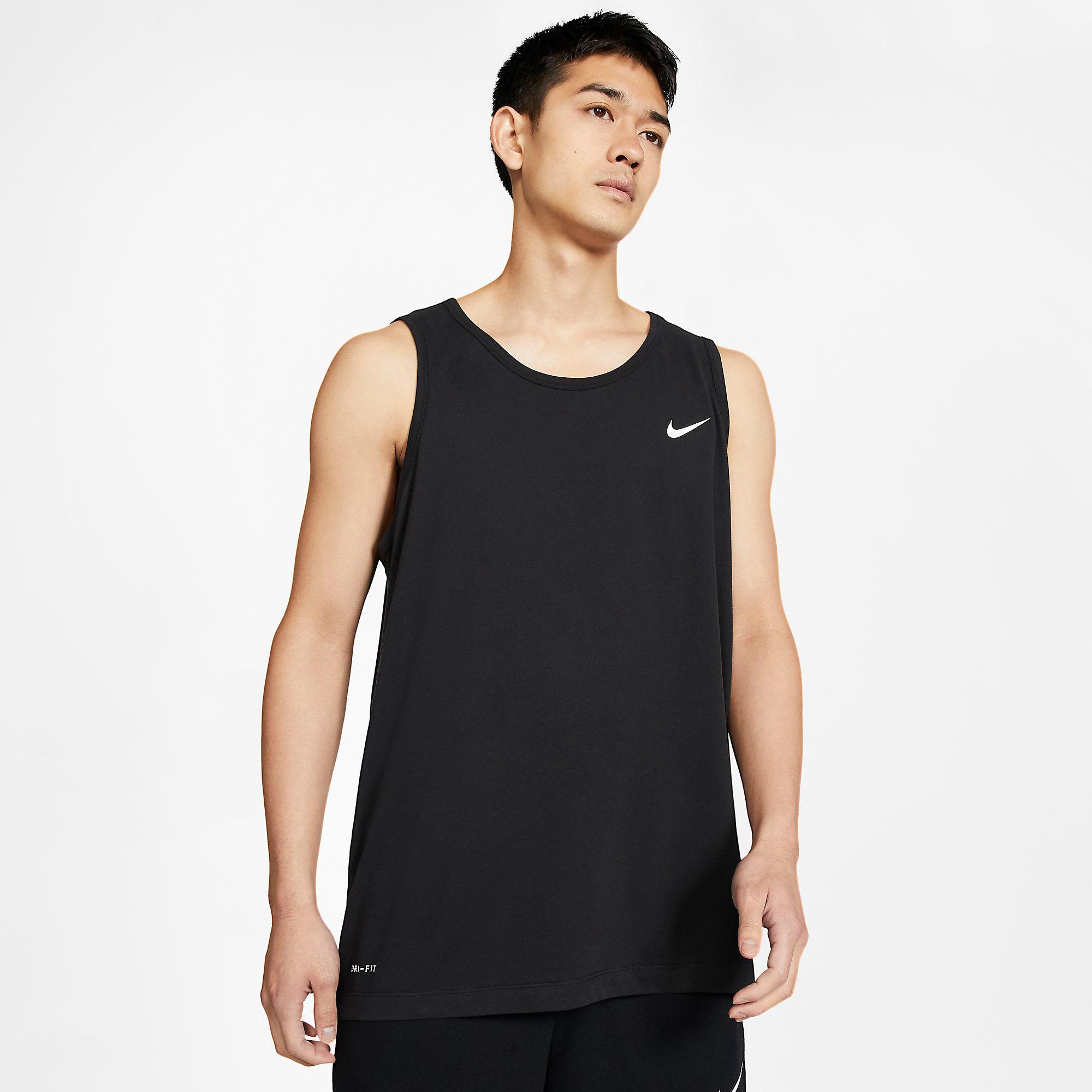 Nike Mens Dri Fit Training Tank Black White Tennisnuts Com