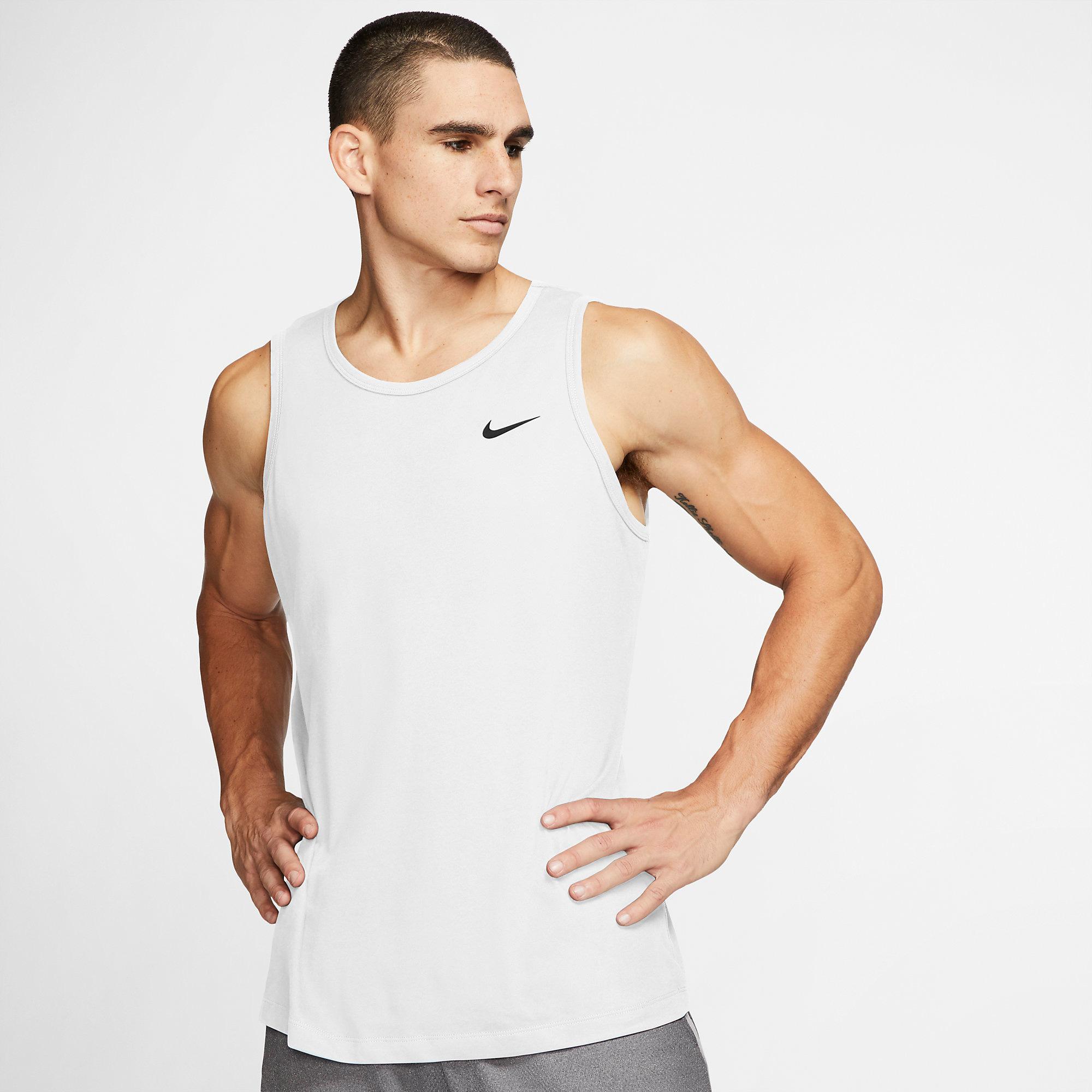 Nike Mens Dri-FIT Training Tank - White/Black - Tennisnuts.com