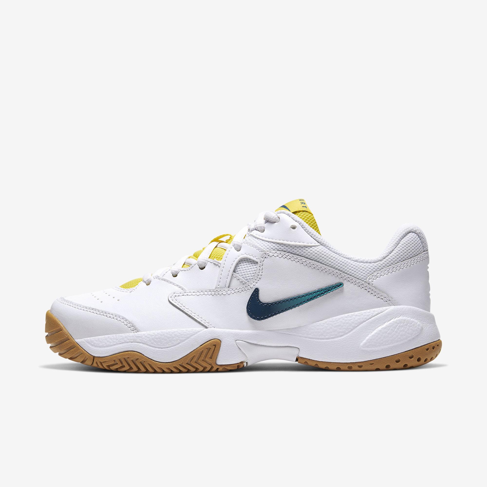 Nike Womens Lite 2 Tennis Shoes - White/Optic Yellow - Tennisnuts.com