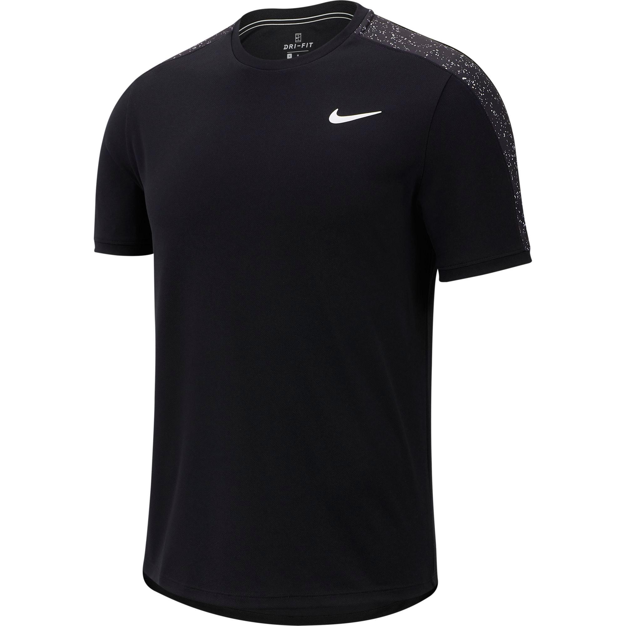 Nike Mens Dri-FIT Graphic Tennis Top - Black - Tennisnuts.com