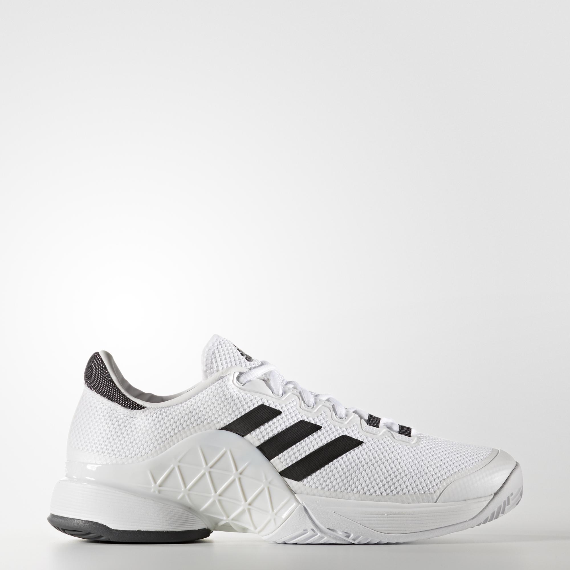 Adidas Mens Barricade 2017 Tennis Shoes - White/Grey - Tennisnuts.com