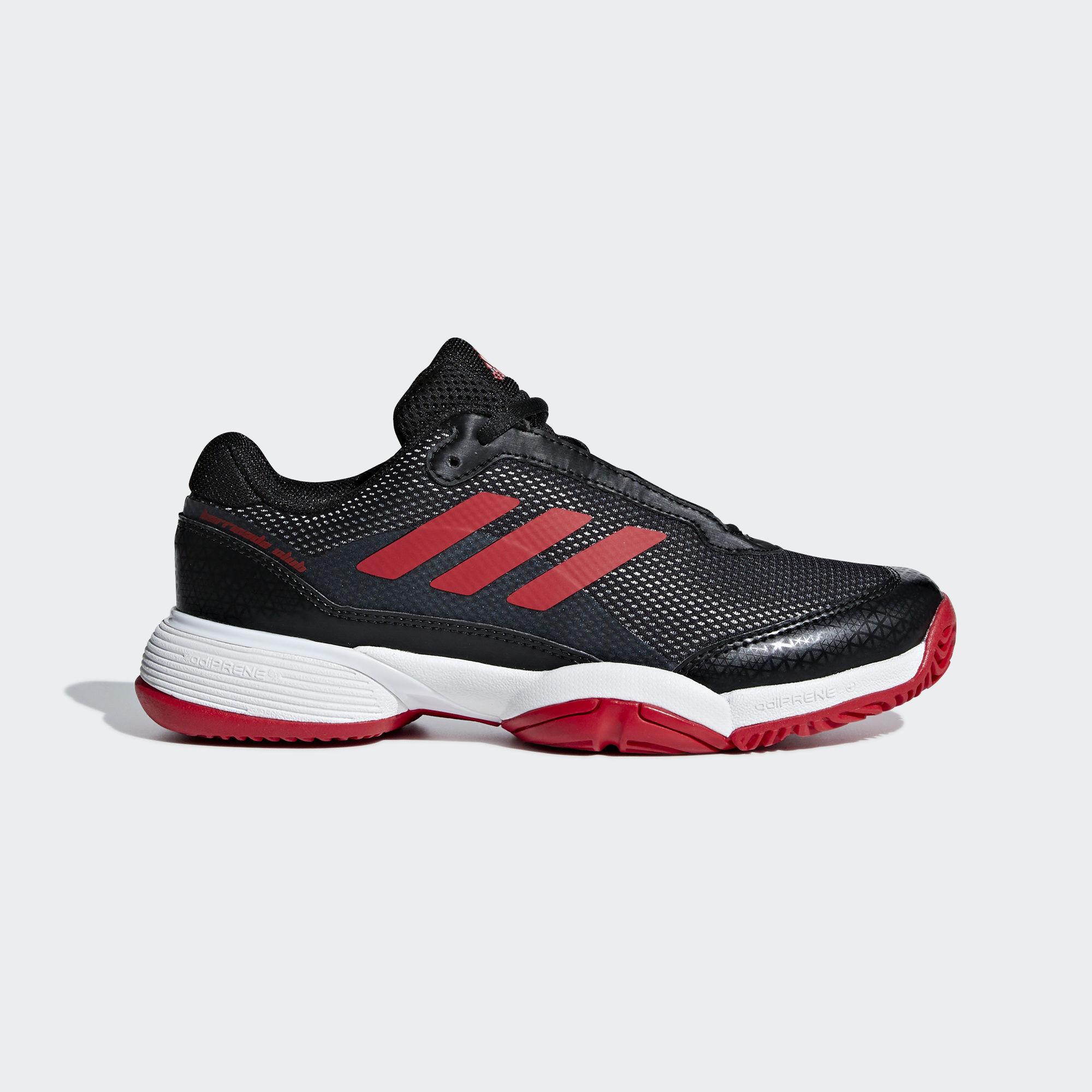 Adidas Kids Barricade Club Tennis Shoes - Black/White/Red - Tennisnuts.com