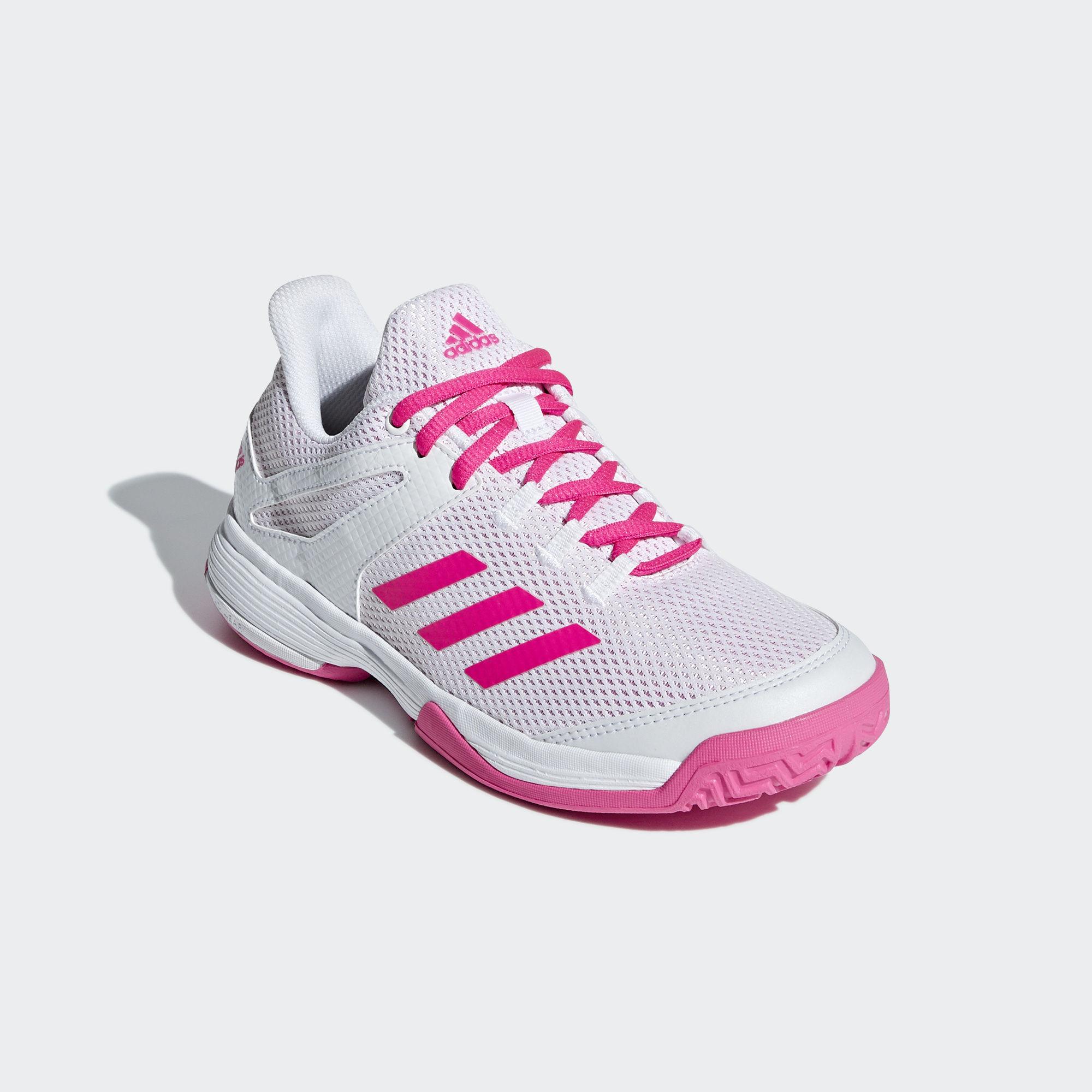 Adidas Kids Adizero Club Tennis Shoes - White/Pink - Tennisnuts.com