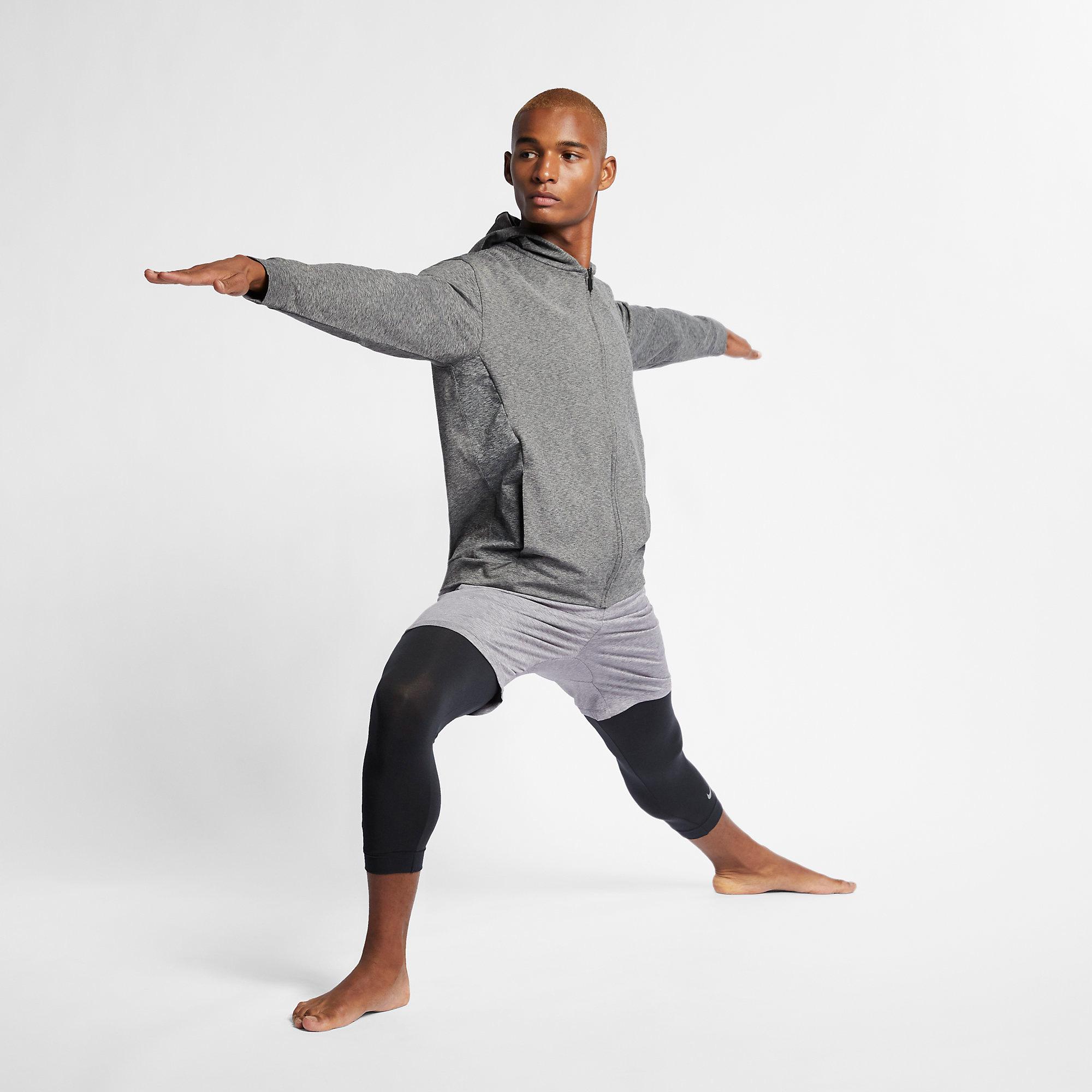 Nike Mens Yoga Full-Zip Hoodie - Black/Heather - Tennisnuts.com