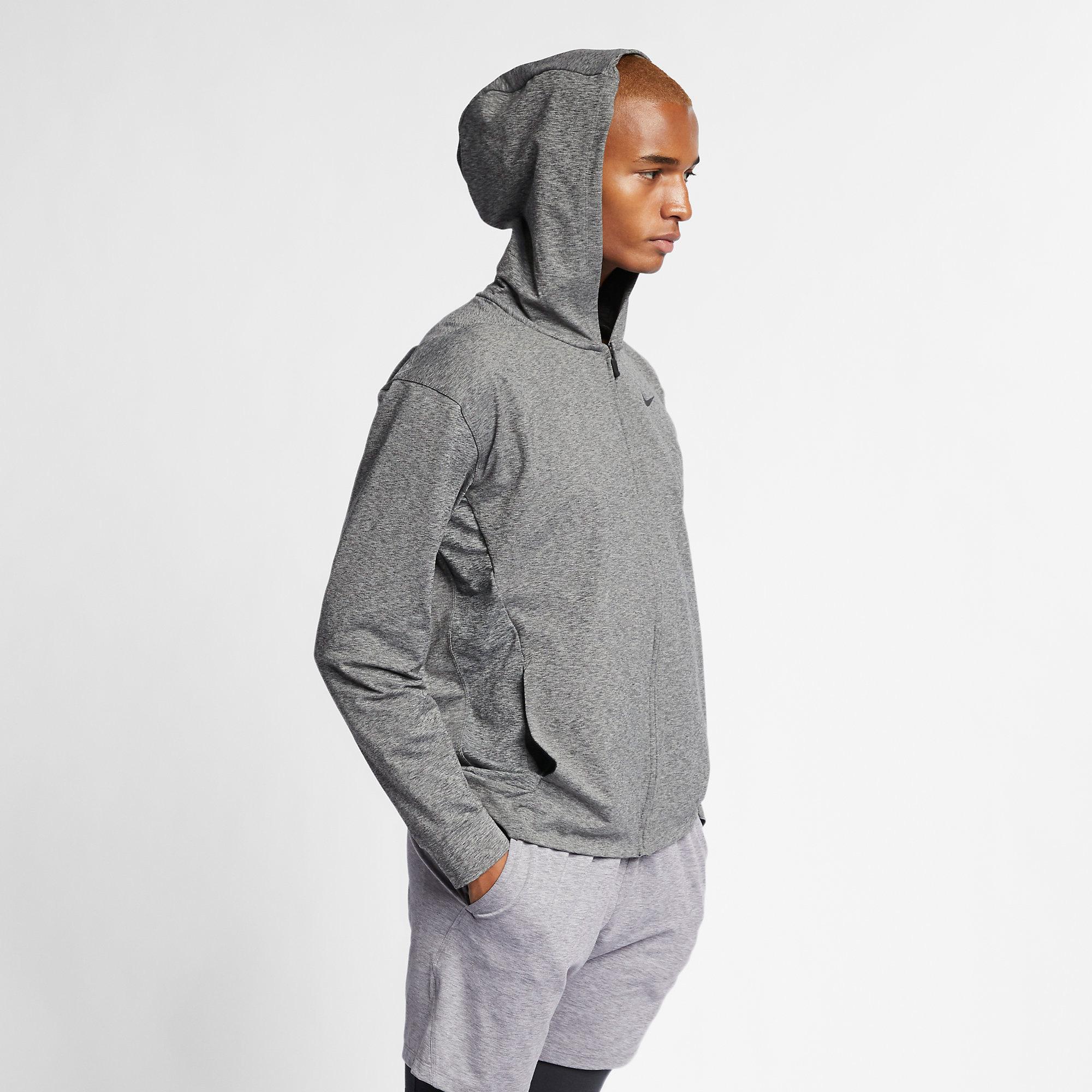 Nike Mens Yoga Full-Zip Hoodie - Black/Heather - Tennisnuts.com