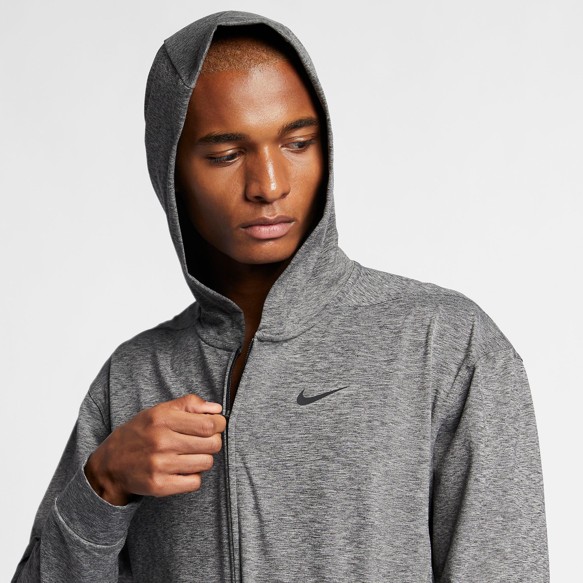 Nike Mens Yoga Full-Zip Hoodie - Black/Heather - Tennisnuts.com