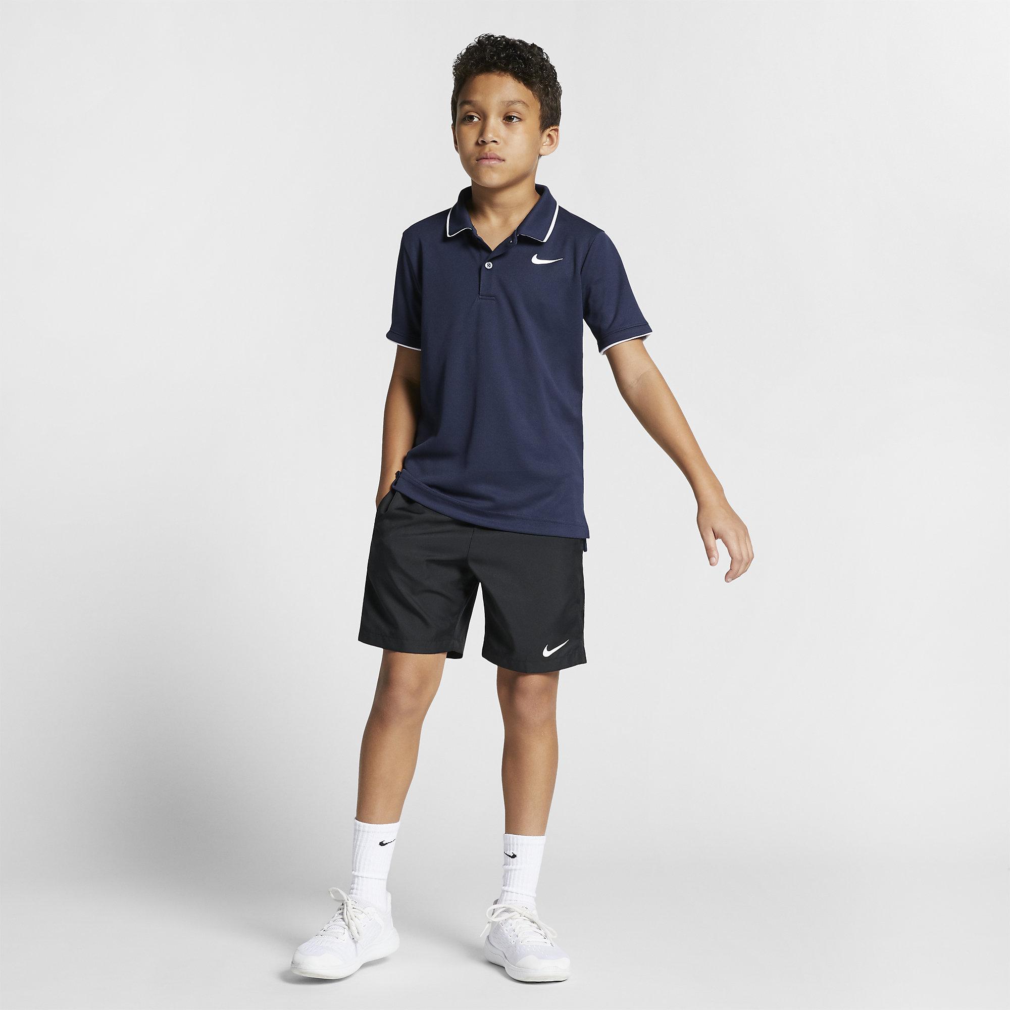 Nike Boys Dri-FIT Tennis Polo - Obsidian/White - Tennisnuts.com