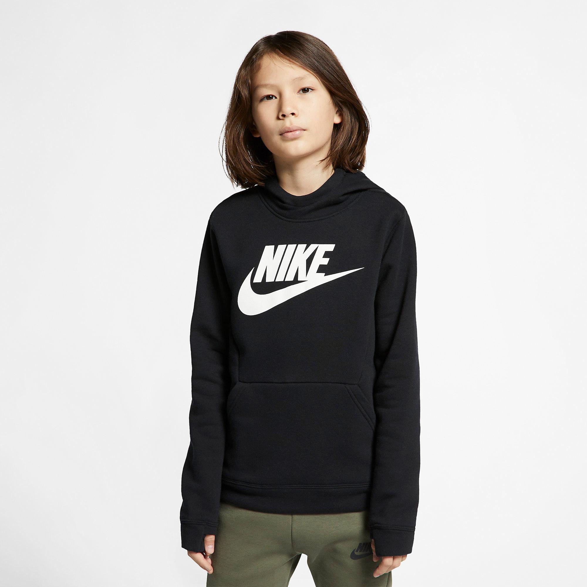 Nike Boys Sportswear Pullover Hoodie - Black/White - Tennisnuts.com