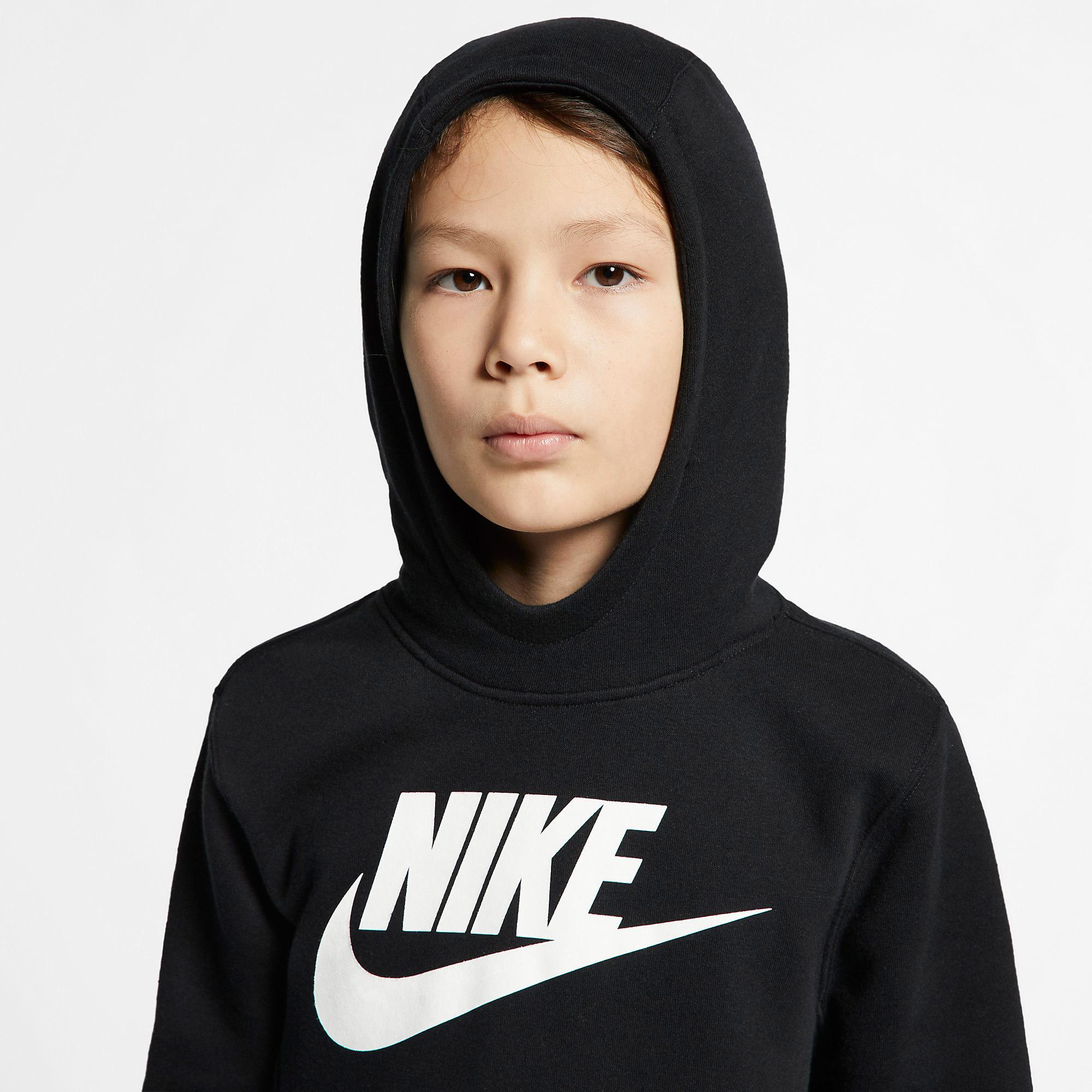 Nike Boys Sportswear Pullover Hoodie - Black/White - Tennisnuts.com