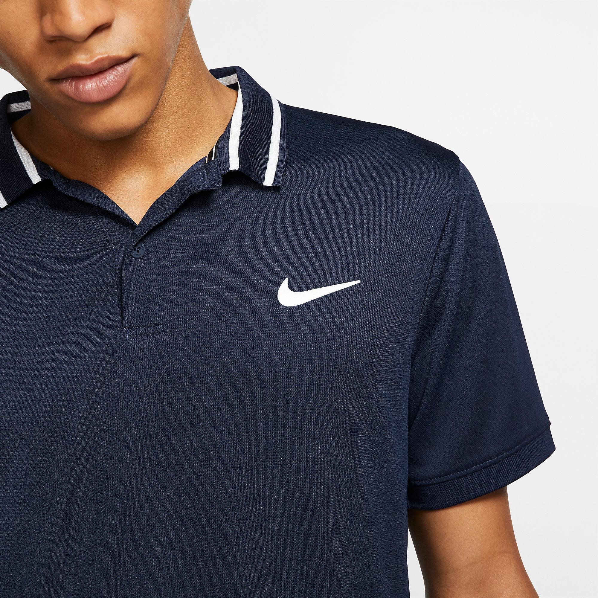Nike Mens DriFIT Tennis Polo Navy Blue/White