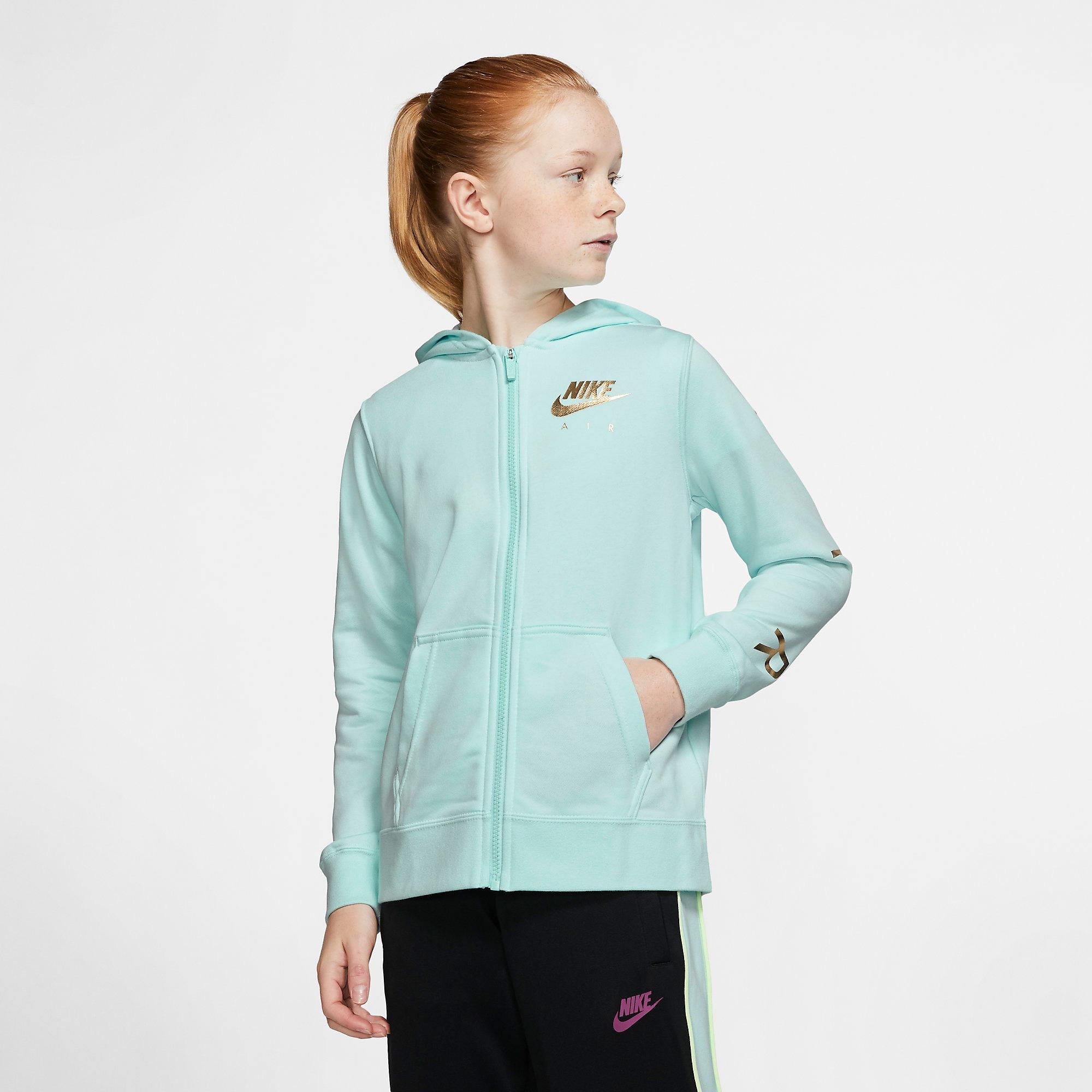 Nike Air Girls Fleece Hoodie - Teal Tint/Metallic Gold - Tennisnuts.com