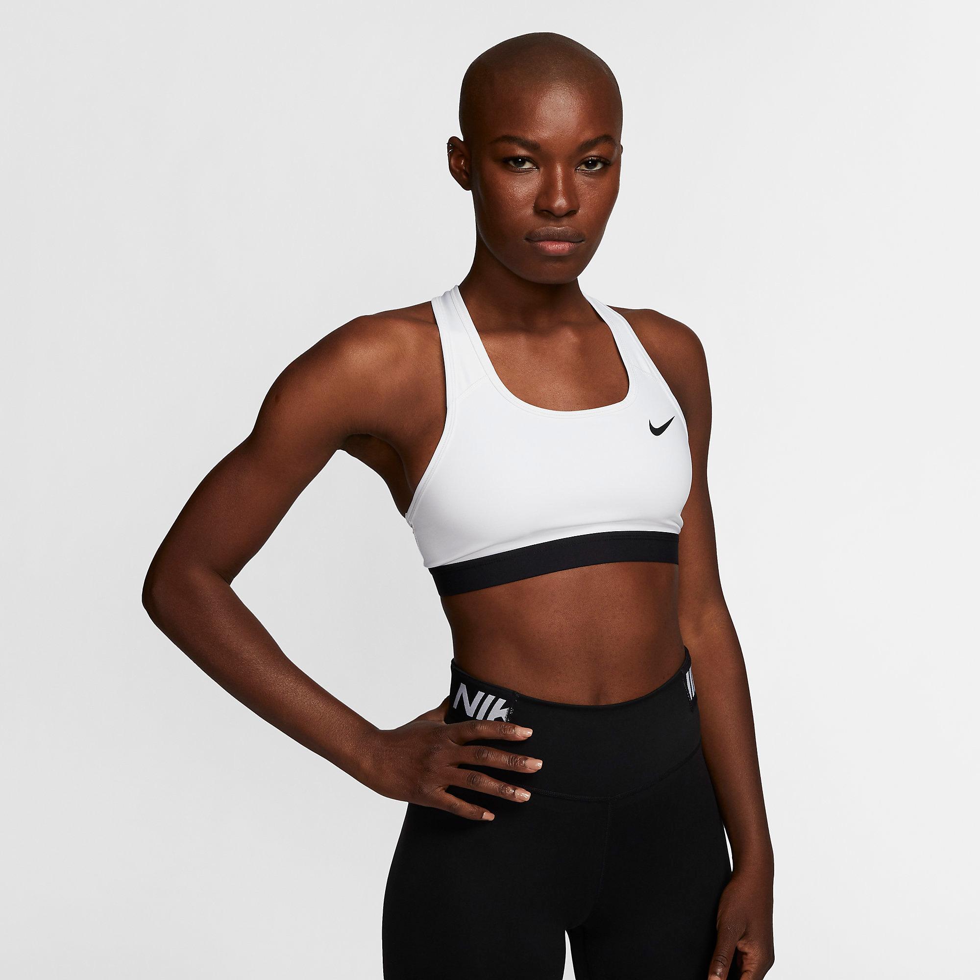 Nike Womens Swoosh Medium Sports Bra - White - Tennisnuts.com