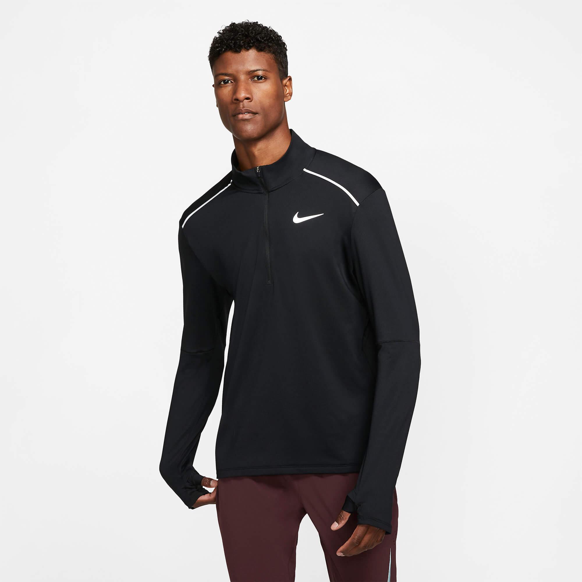 Nike Mens Half Zip Running Top - Black - Tennisnuts.com