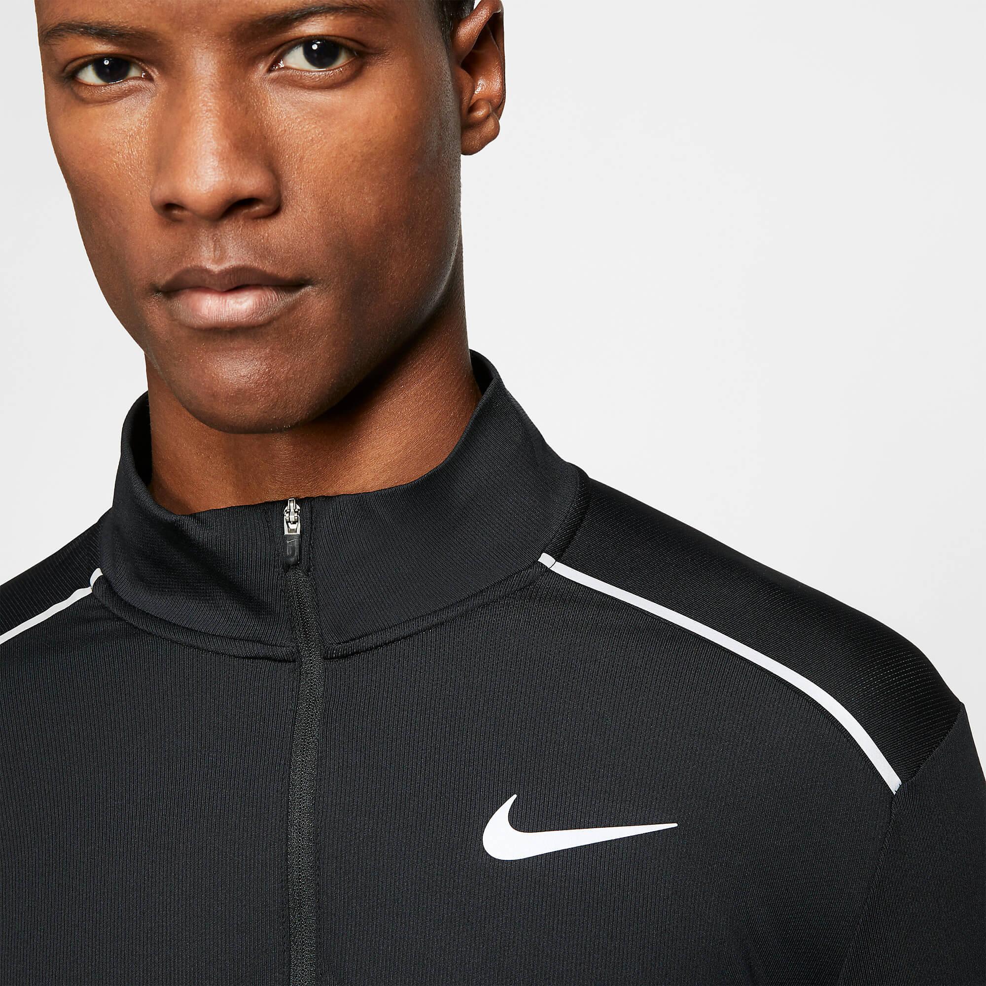 Nike Mens Half Zip Running Top - Black - Tennisnuts.com