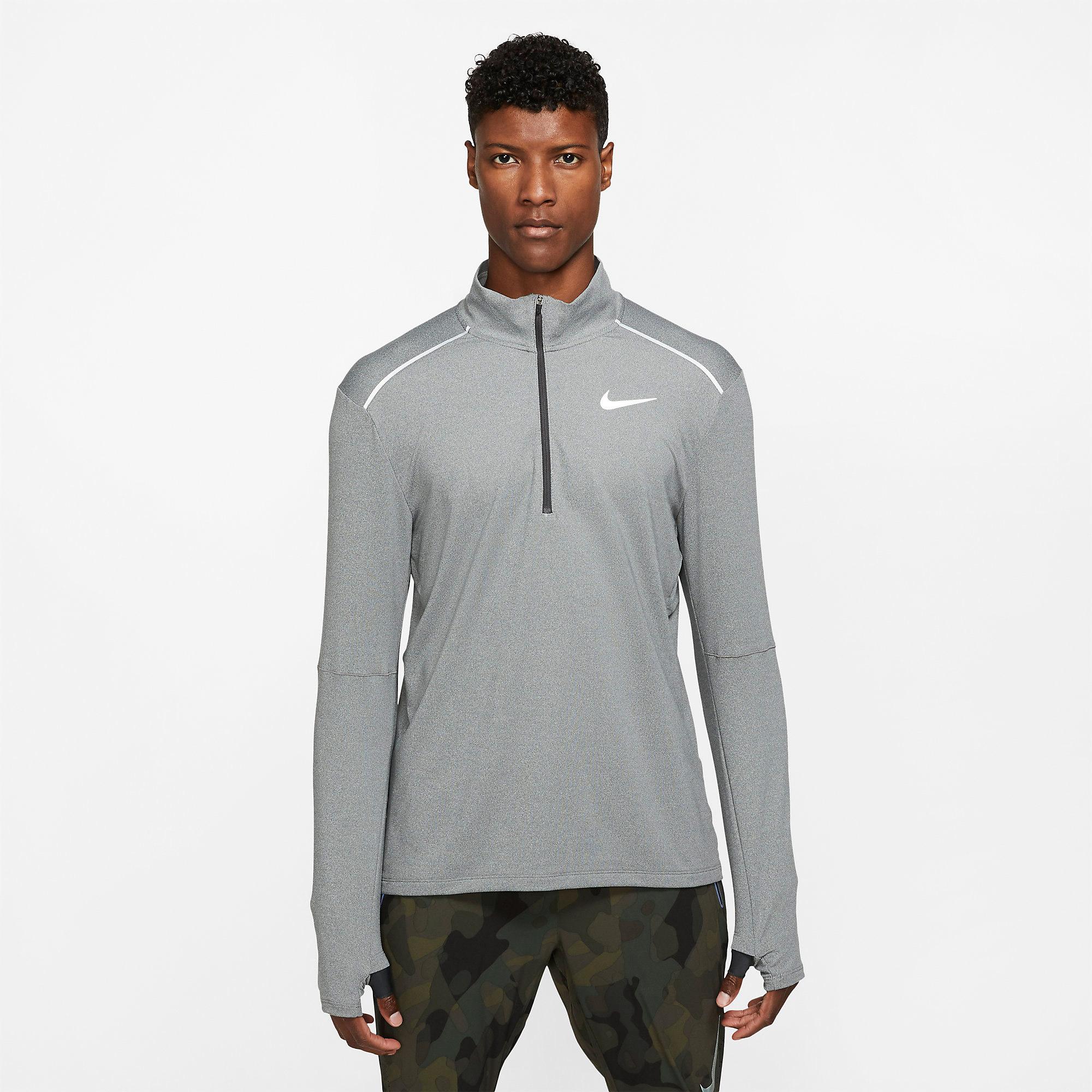 Nike Mens Half Zip Running Top - Dark Smoke Grey - Tennisnuts.com