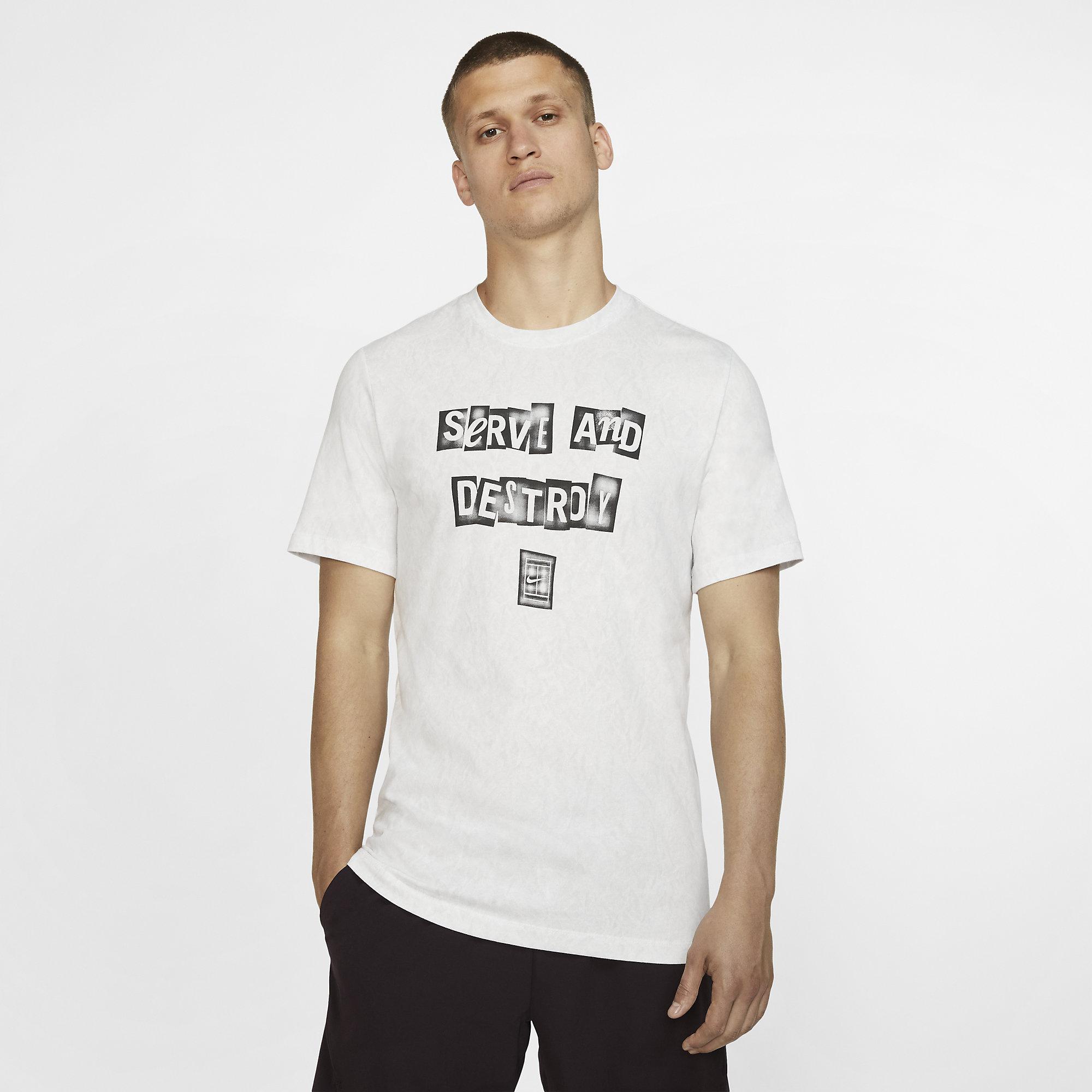 Nike Mens Graphic Tennis T-Shirt - White - Tennisnuts.com