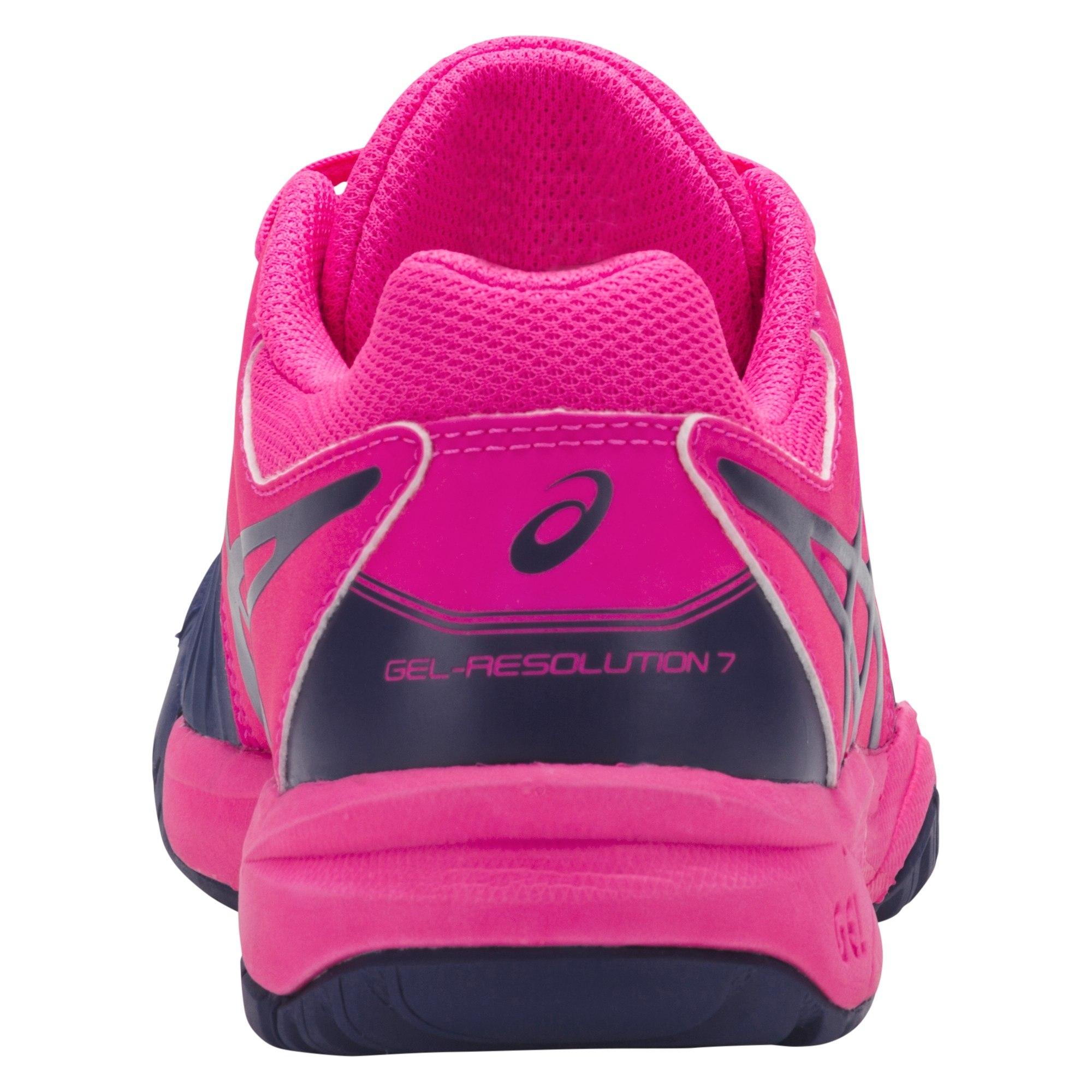 Asics Kids GELResolution 7 GS Tennis Shoes Pink Glow/Blue Print