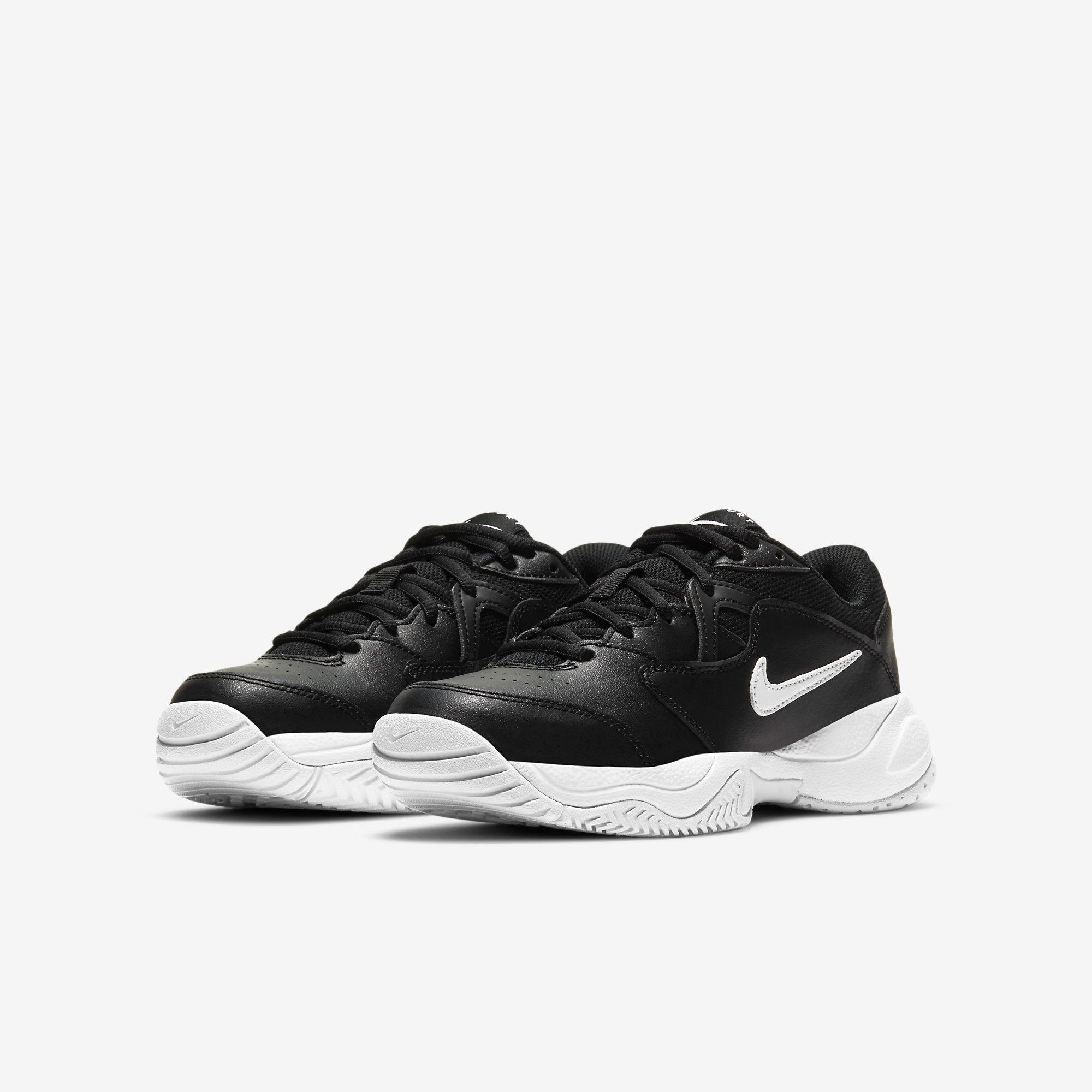 Nike Kids Court Lite 2 Tennis Shoes - Black/White - Tennisnuts.com