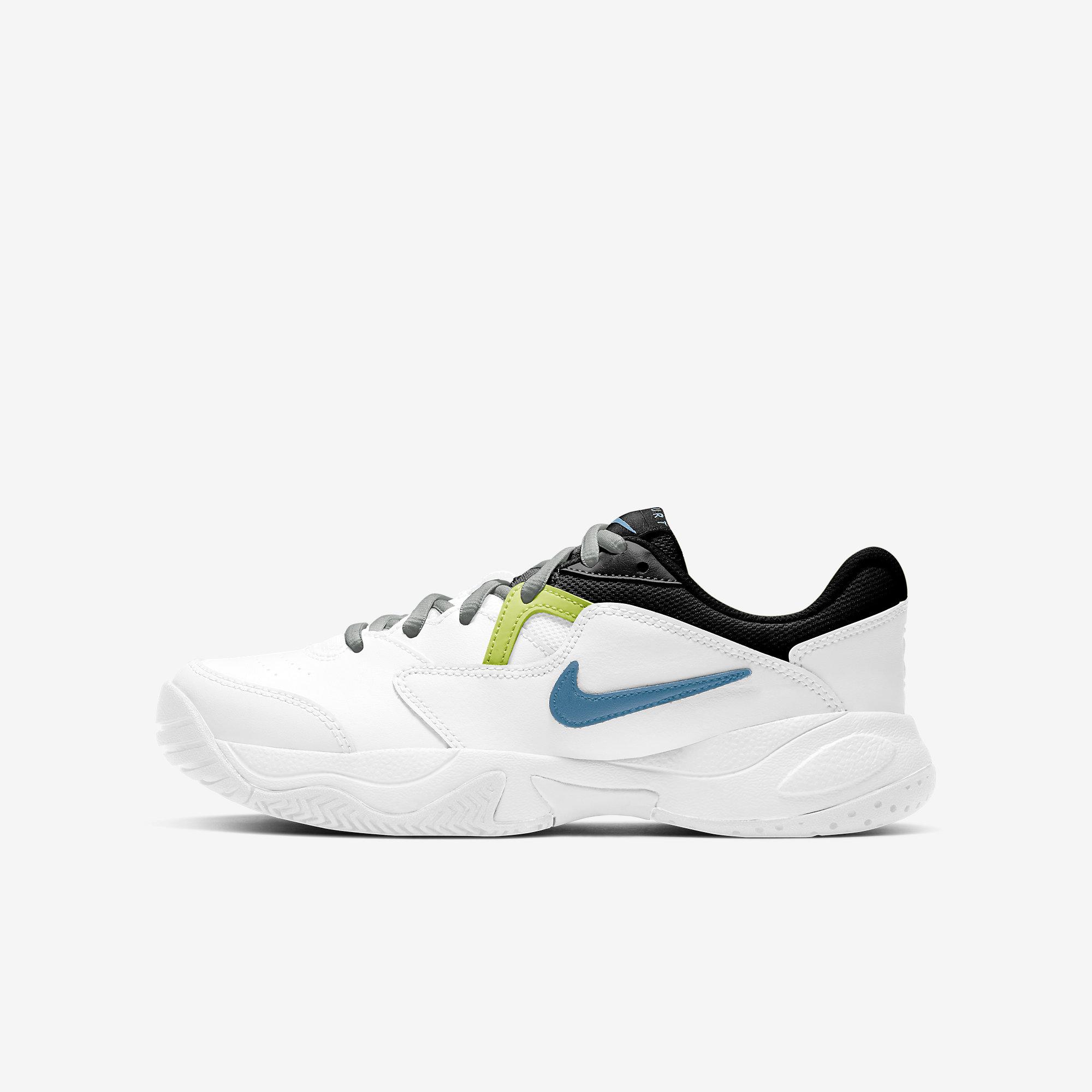 Nike Kids Court Lite 2 Tennis Shoes - White/Lime - Tennisnuts.com
