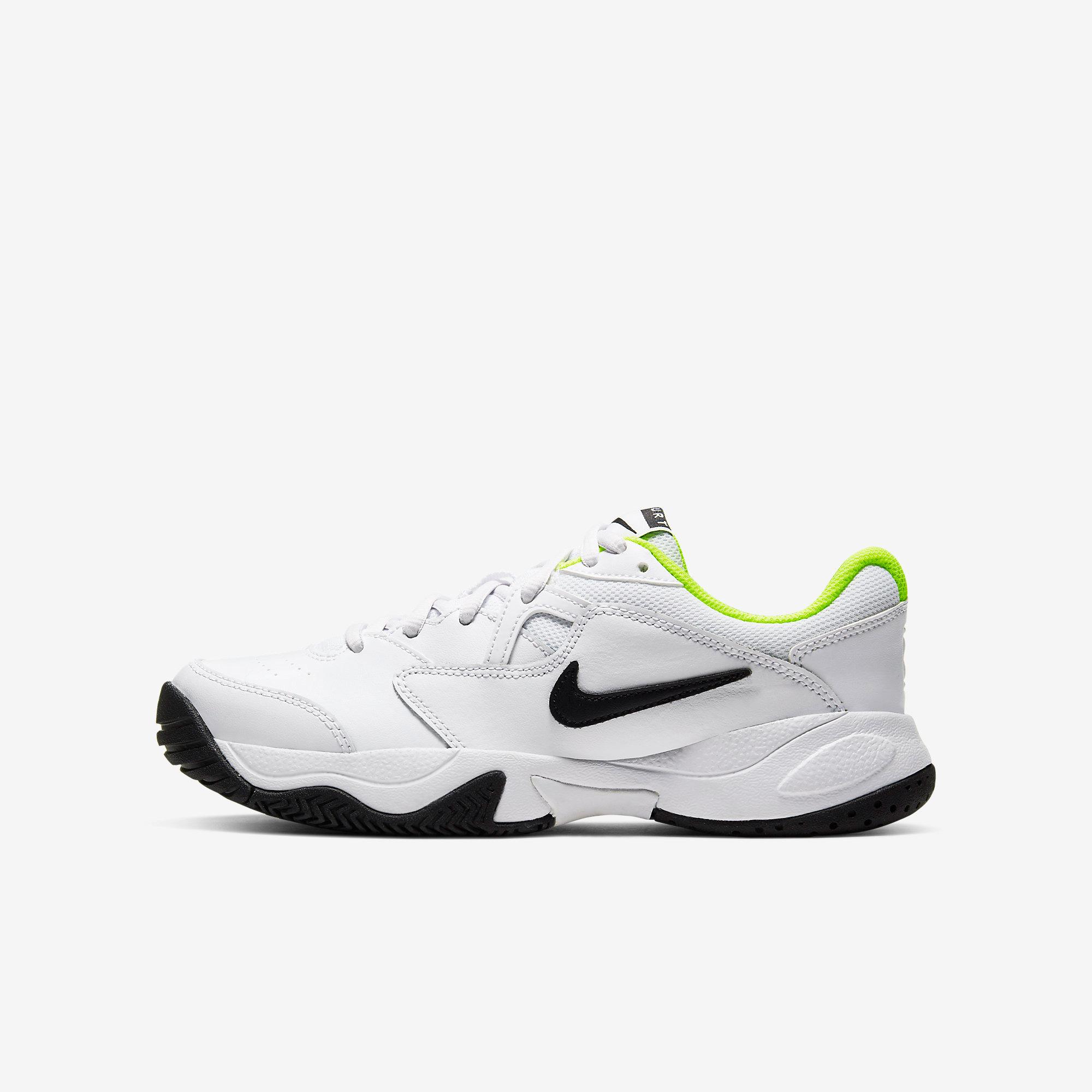 Nike Kids Lite 2 Tennis Shoes - White/Volt - Tennisnuts.com