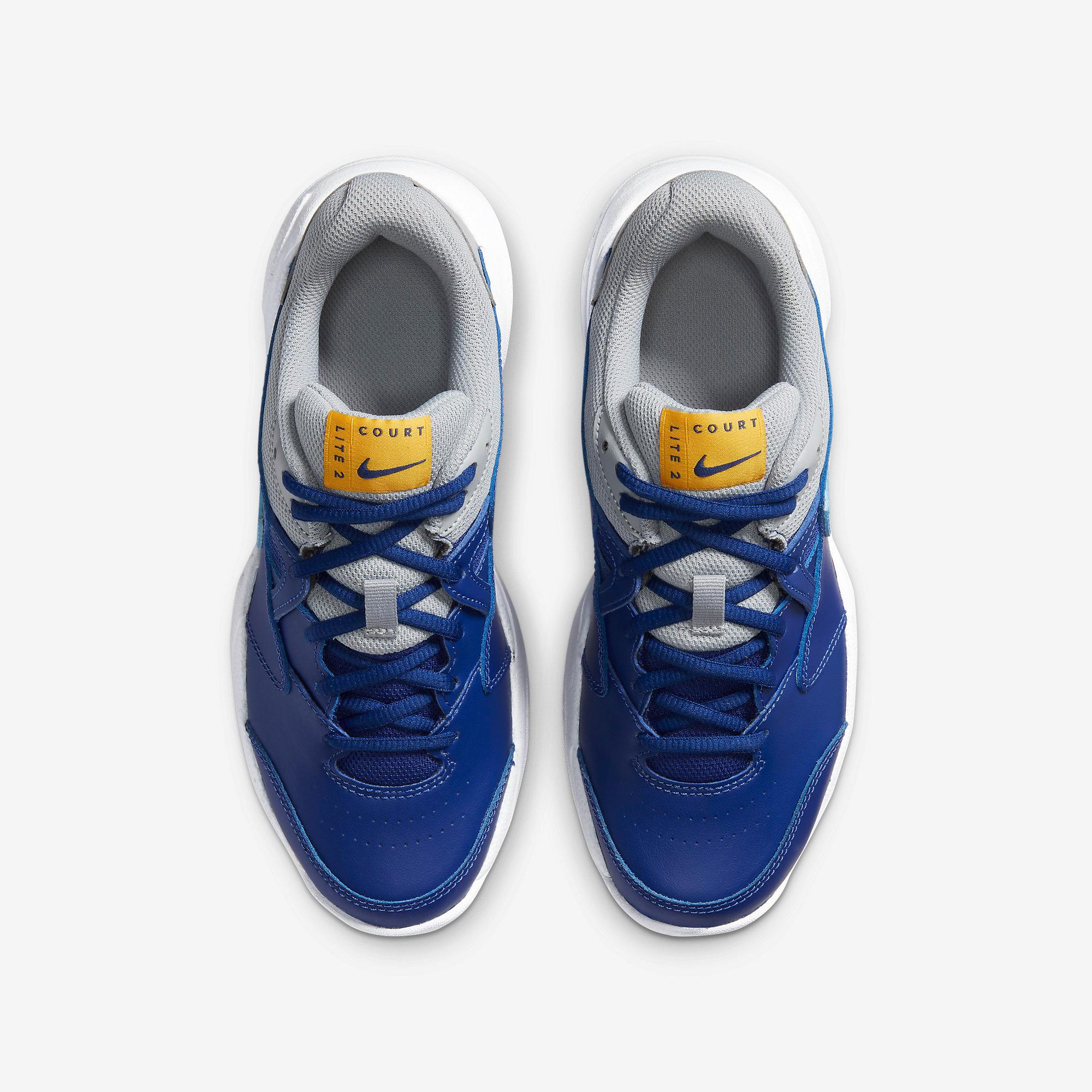 Nike Kids Court Lite 2 Tennis Shoes - Deep Blue Royal/Grey - Tennisnuts.com