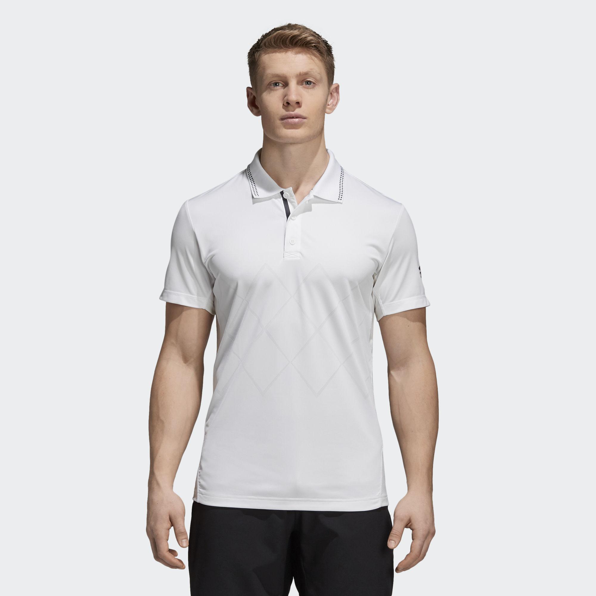 Adidas Mens Barricade Engineered Polo Shirt - White - Tennisnuts.com