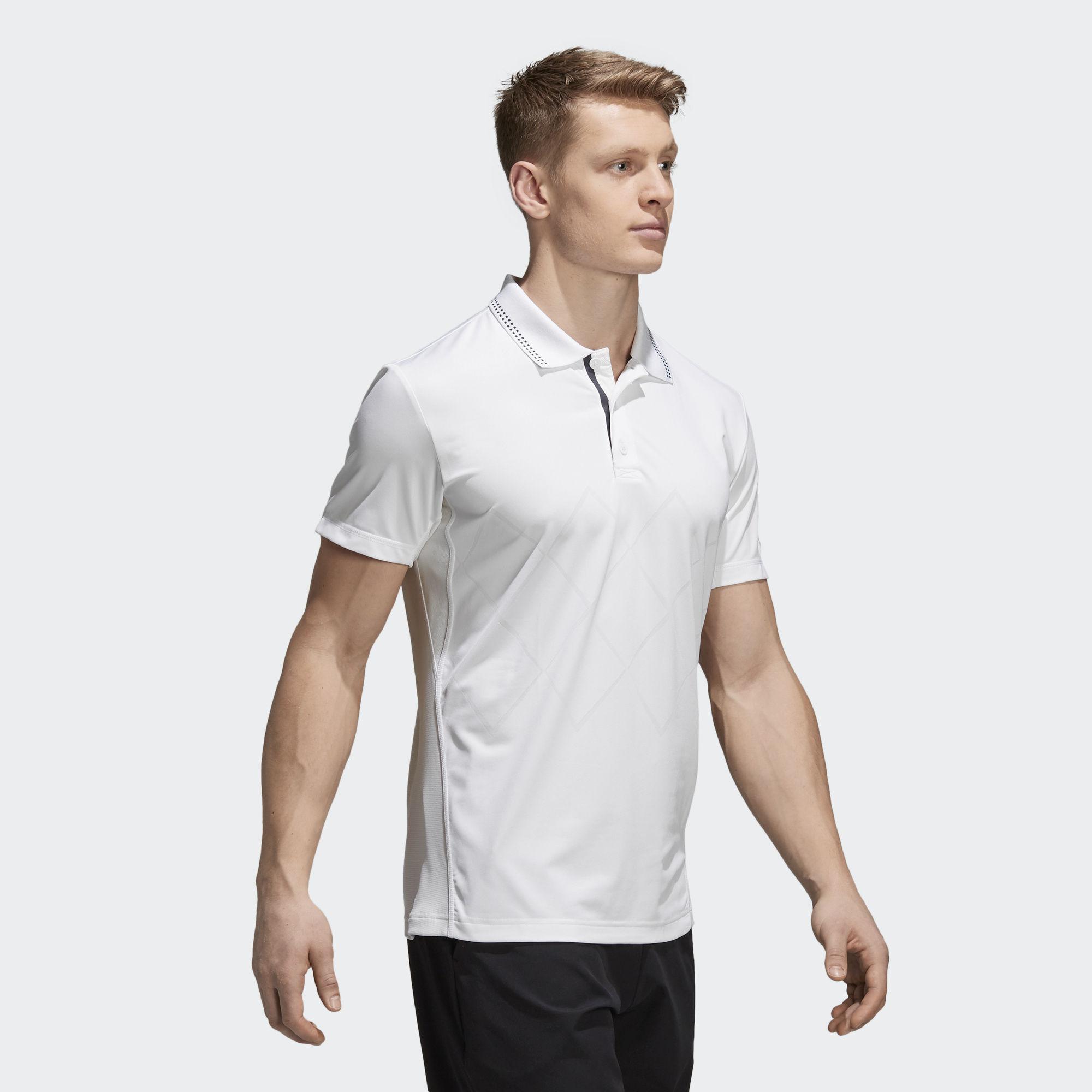 Adidas Mens Barricade Engineered Polo Shirt - White - Tennisnuts.com