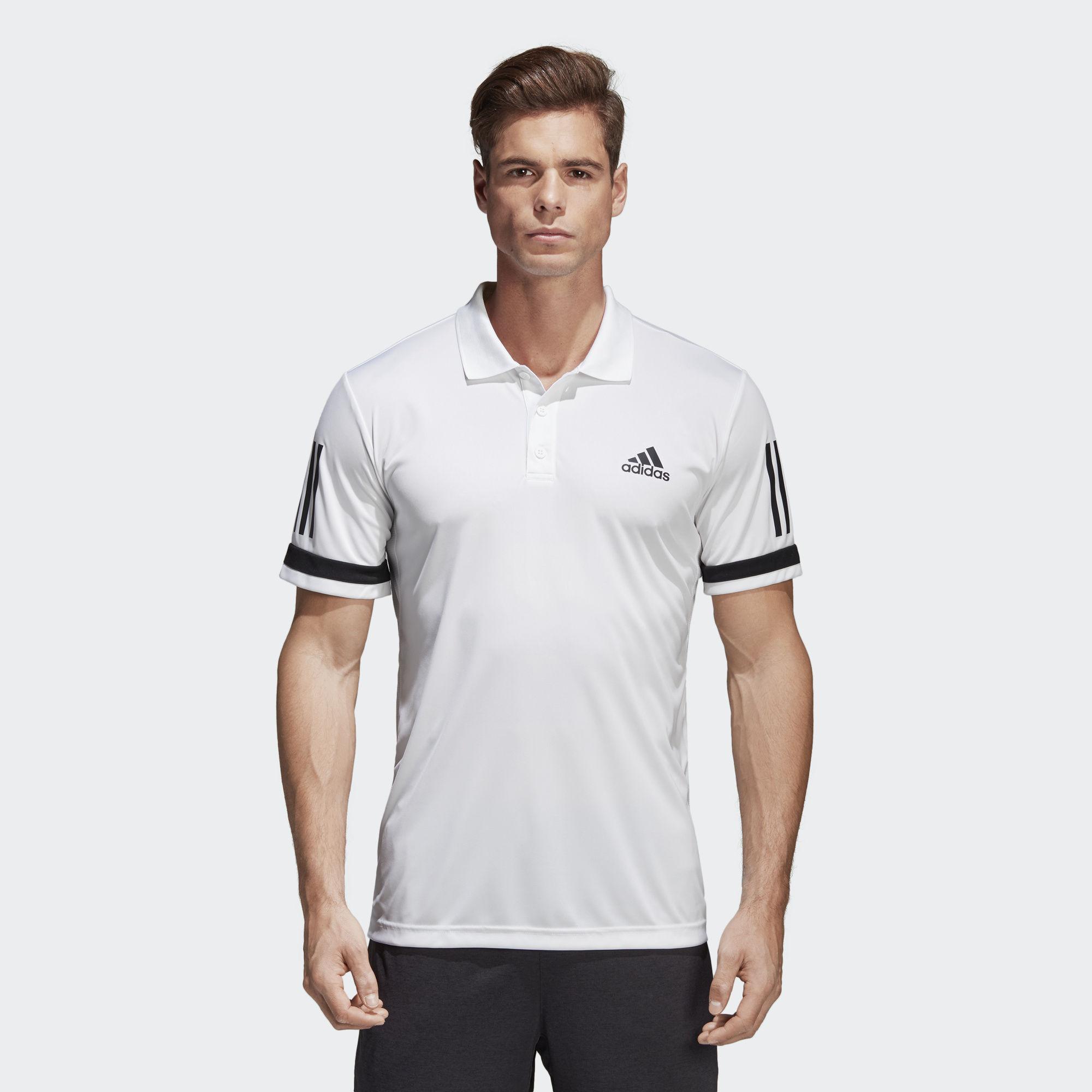 Adidas Mens 3-Stripes Club Polo - White - Tennisnuts.com