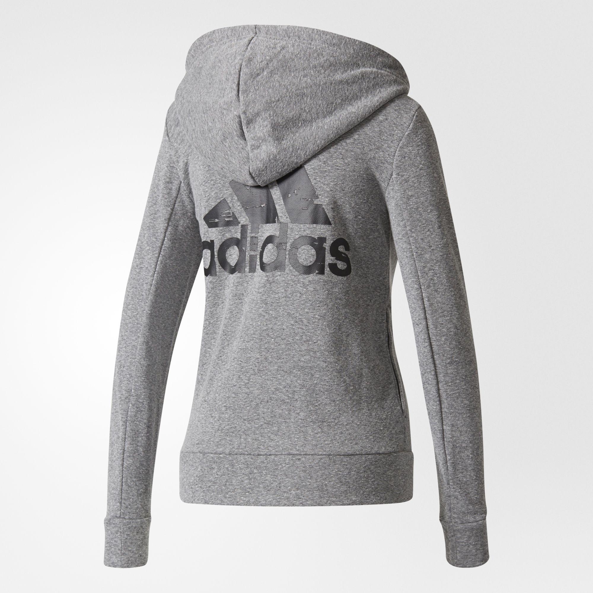 Adidas Womens Sport ID Hoodie - Grey/Black - Tennisnuts.com