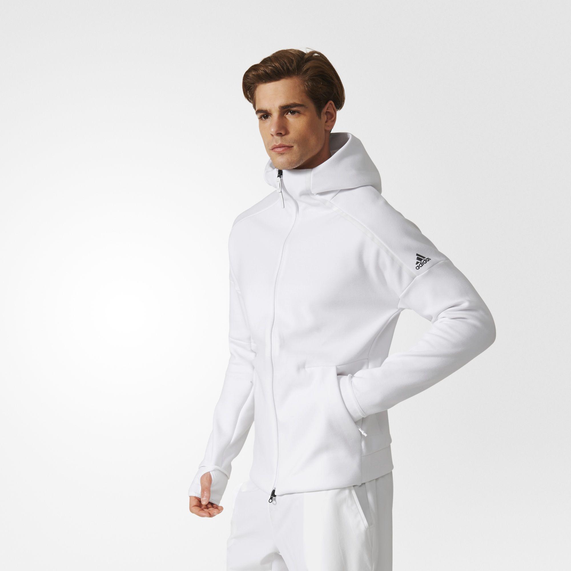 carbón Miedo a morir Hija Adidas Mens Z.N.E. Hoodie - White - Tennisnuts.com