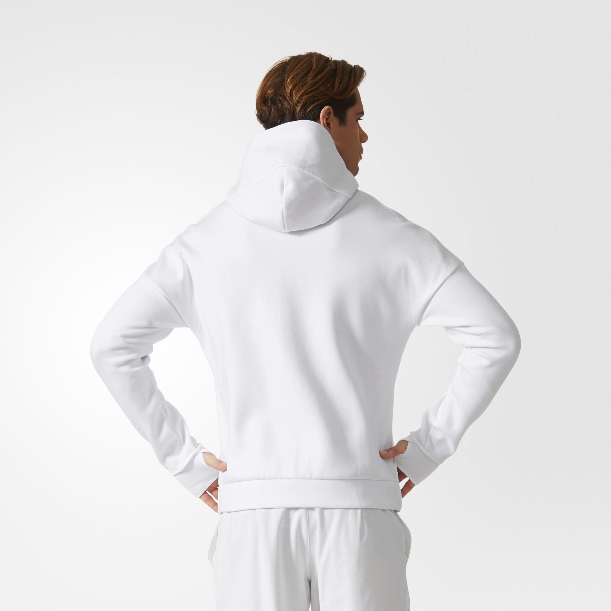 Adidas Mens Z.N.E. Hoodie - White - Tennisnuts.com