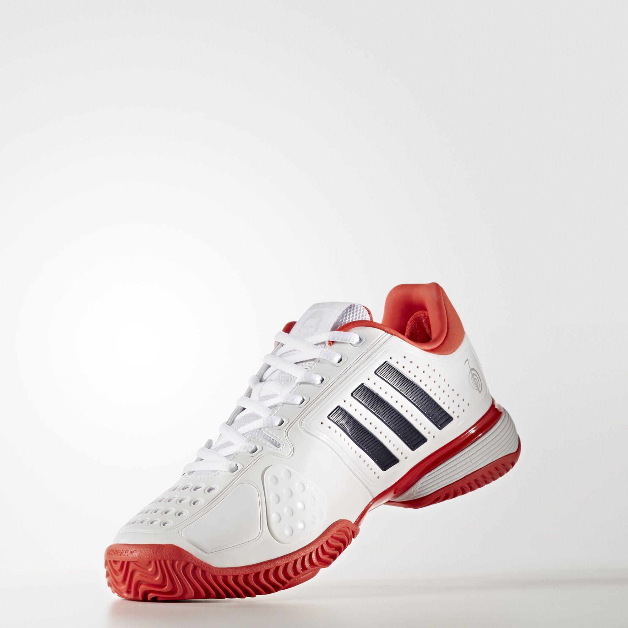 Adidas Mens Novak Pro Barricade Tennis Shoes - White/Red - Tennisnuts.com