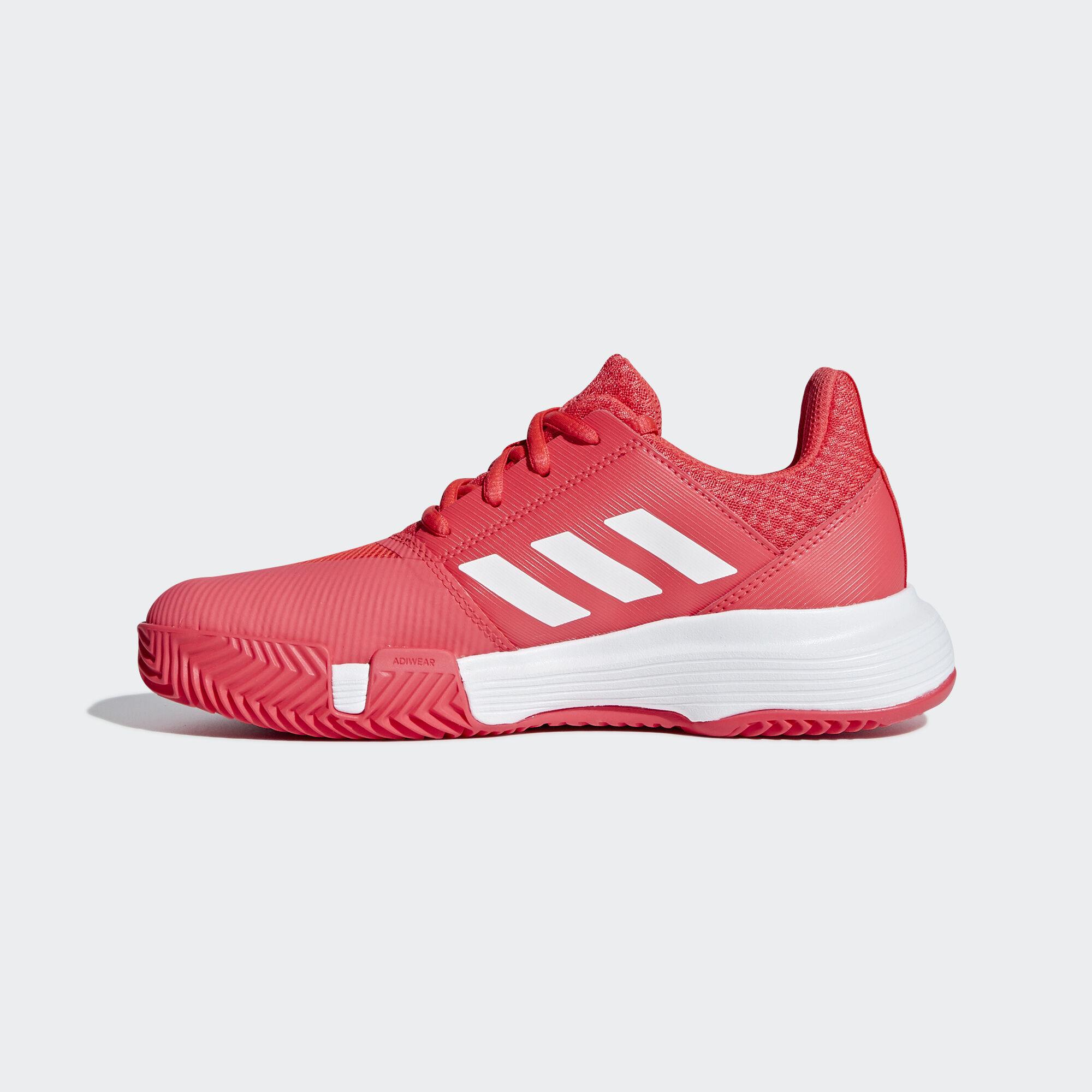 Adidas Kids CourtJam Tennis Shoes - Shock Red/Cloud White/Matte Silver ...
