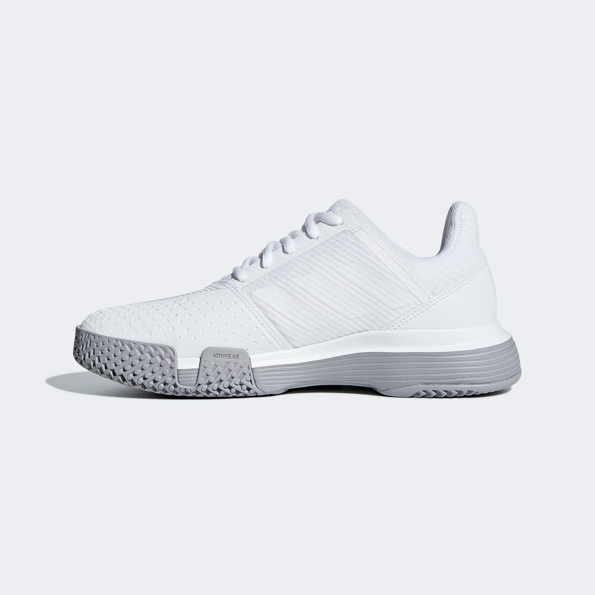 Adidas Womens CourtJam Bounce Tennis Shoes - Cloud White/Matte Silver ...