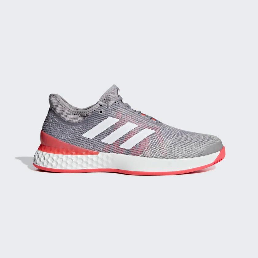 Adidas Mens Adizero Ubersonic 3 Tennis Shoes Light Granite White Shock Red Tennisnuts
