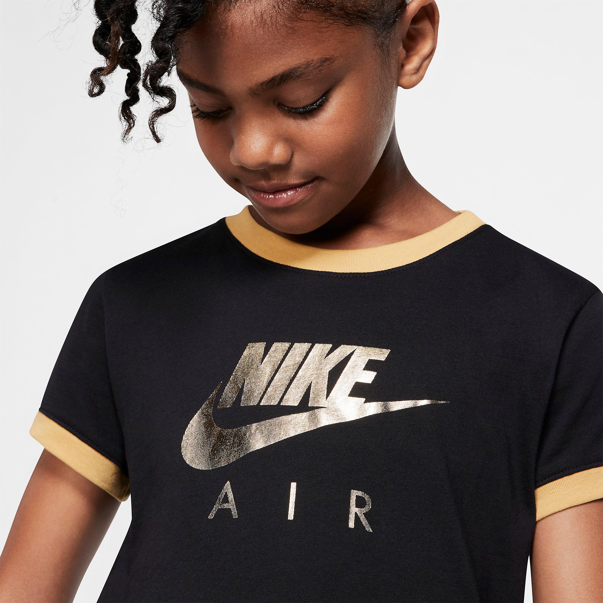 black nike shirt with gold