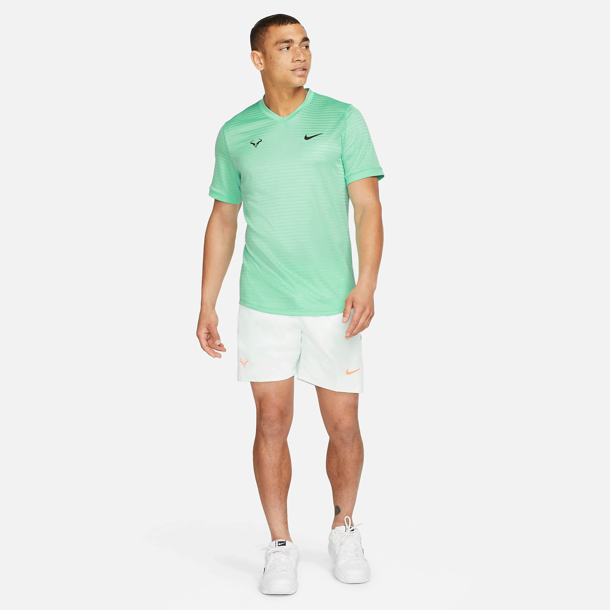 Nike Mens Rafa Challenger Short Sleeve Top - Green Glow - Tennisnuts.com