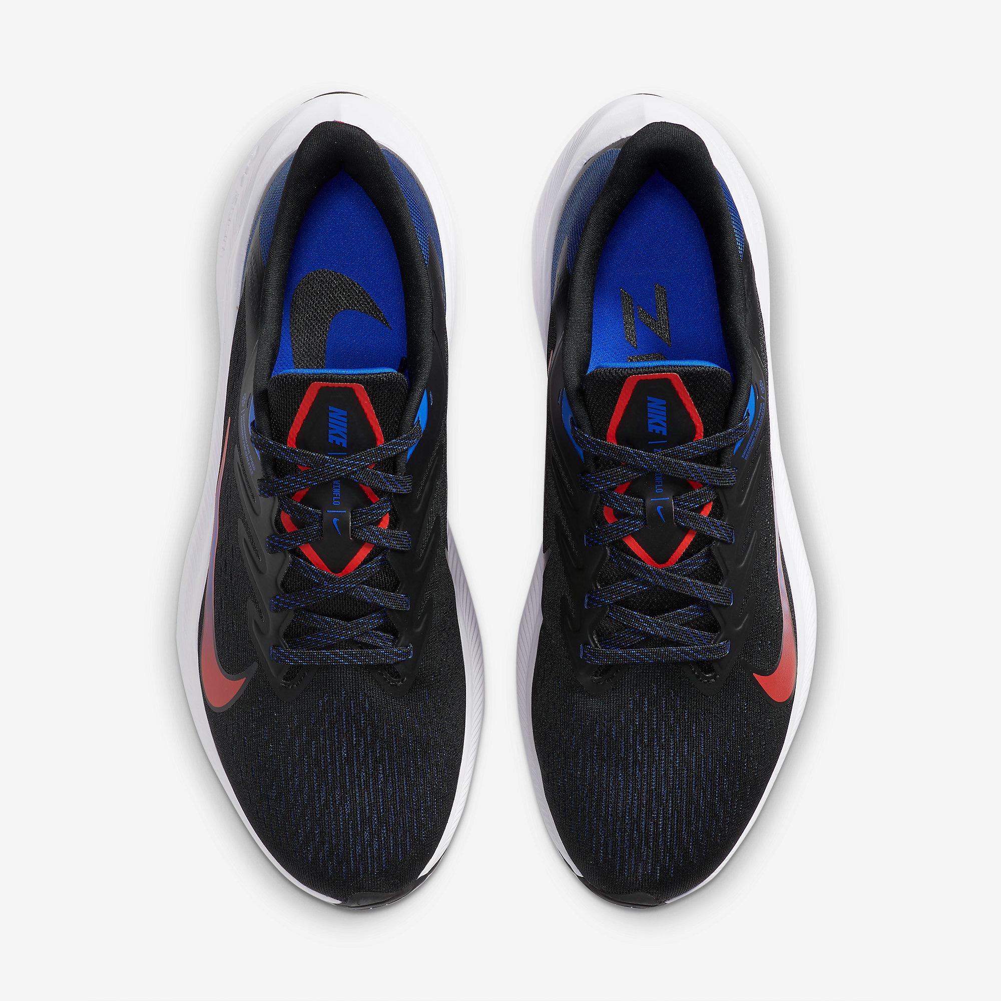 Nike Mens Air Zoom Winflow 7 Running Shoes - Black/Red/Blue ...