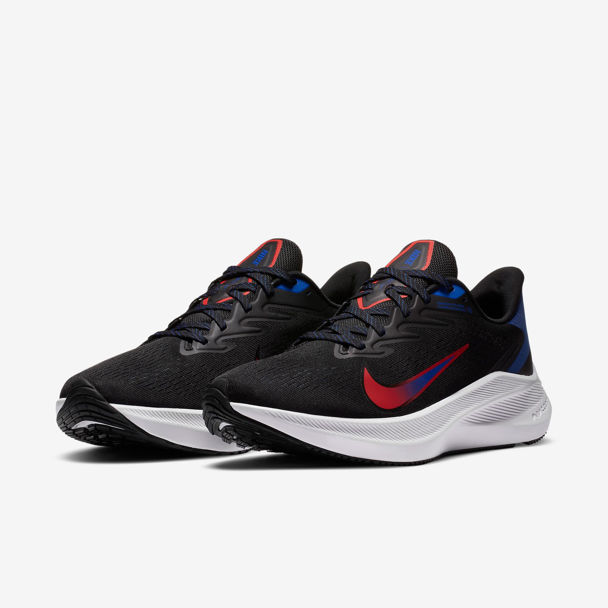 Nike Mens Air Zoom Winflow 7 Running Shoes Black/Red