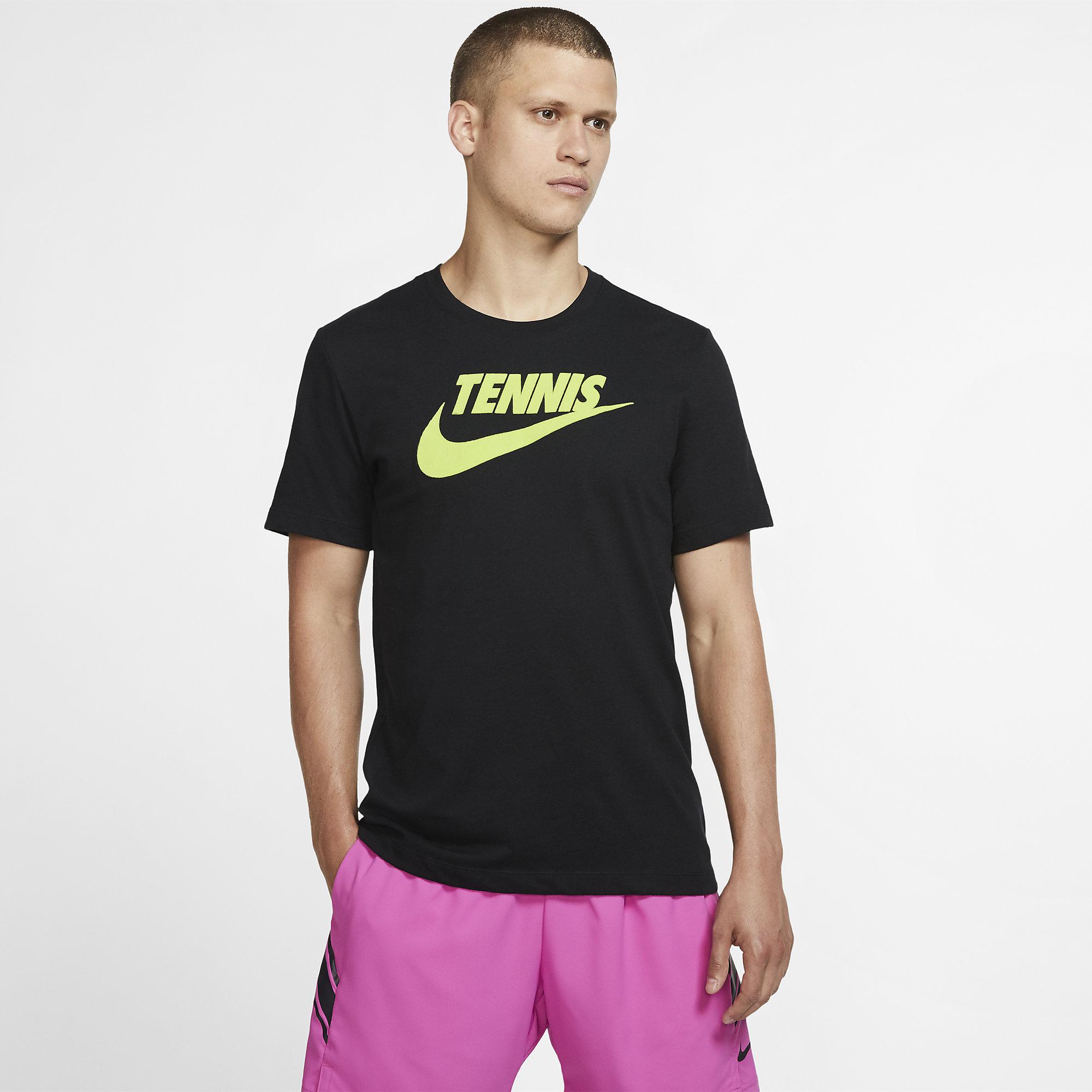 Nike Mens Dri-FIT Tennis T-Shirt - Black - Tennisnuts.com