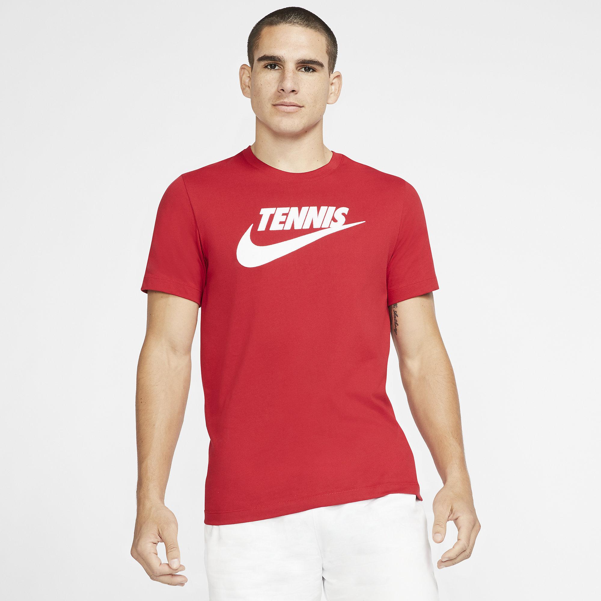 Nike Mens Dri-FIT Tennis T-Shirt - Gym Red - Tennisnuts.com